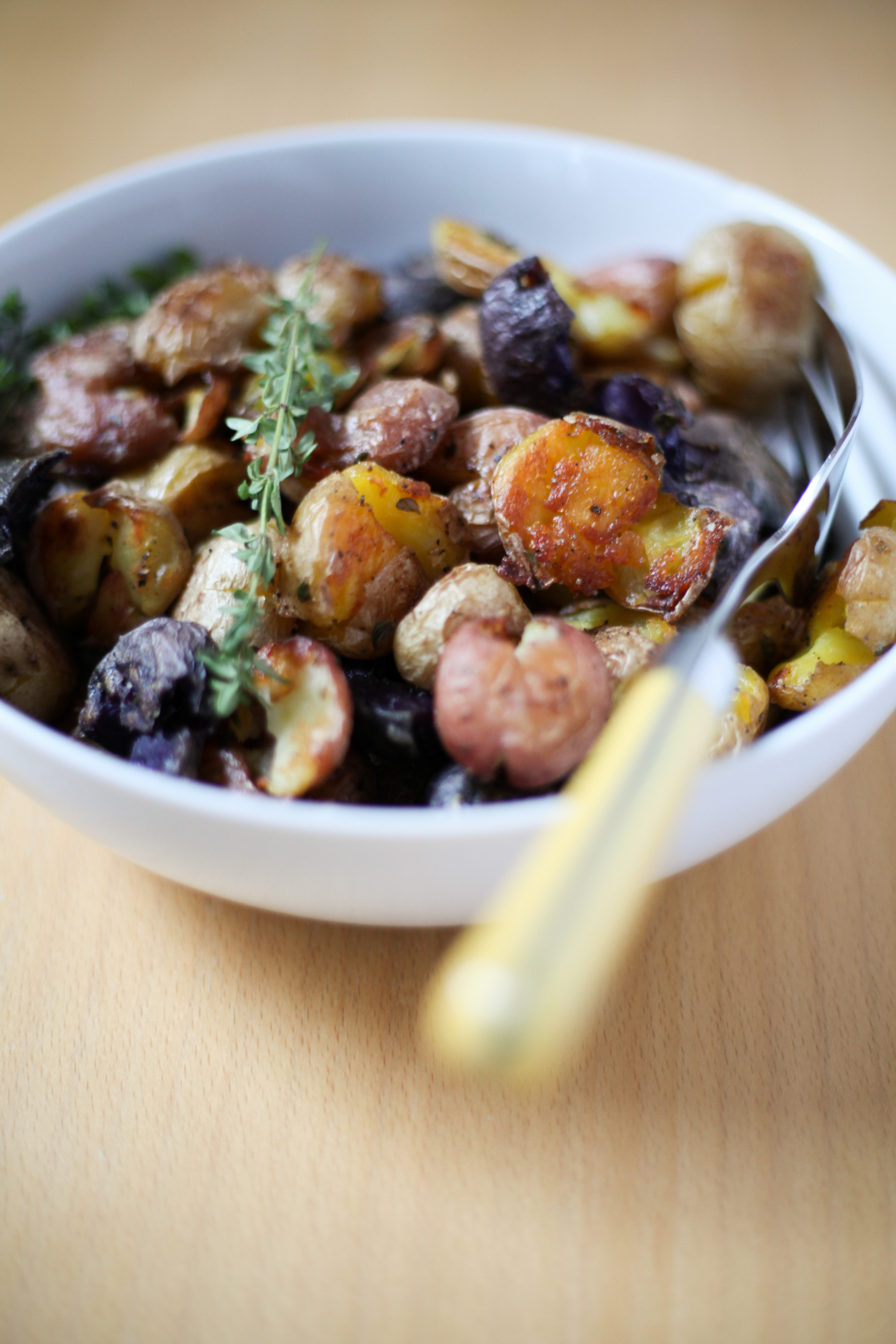 Duck Fat Smashed Potatoes | amodestfeast.com | A Modest Feast