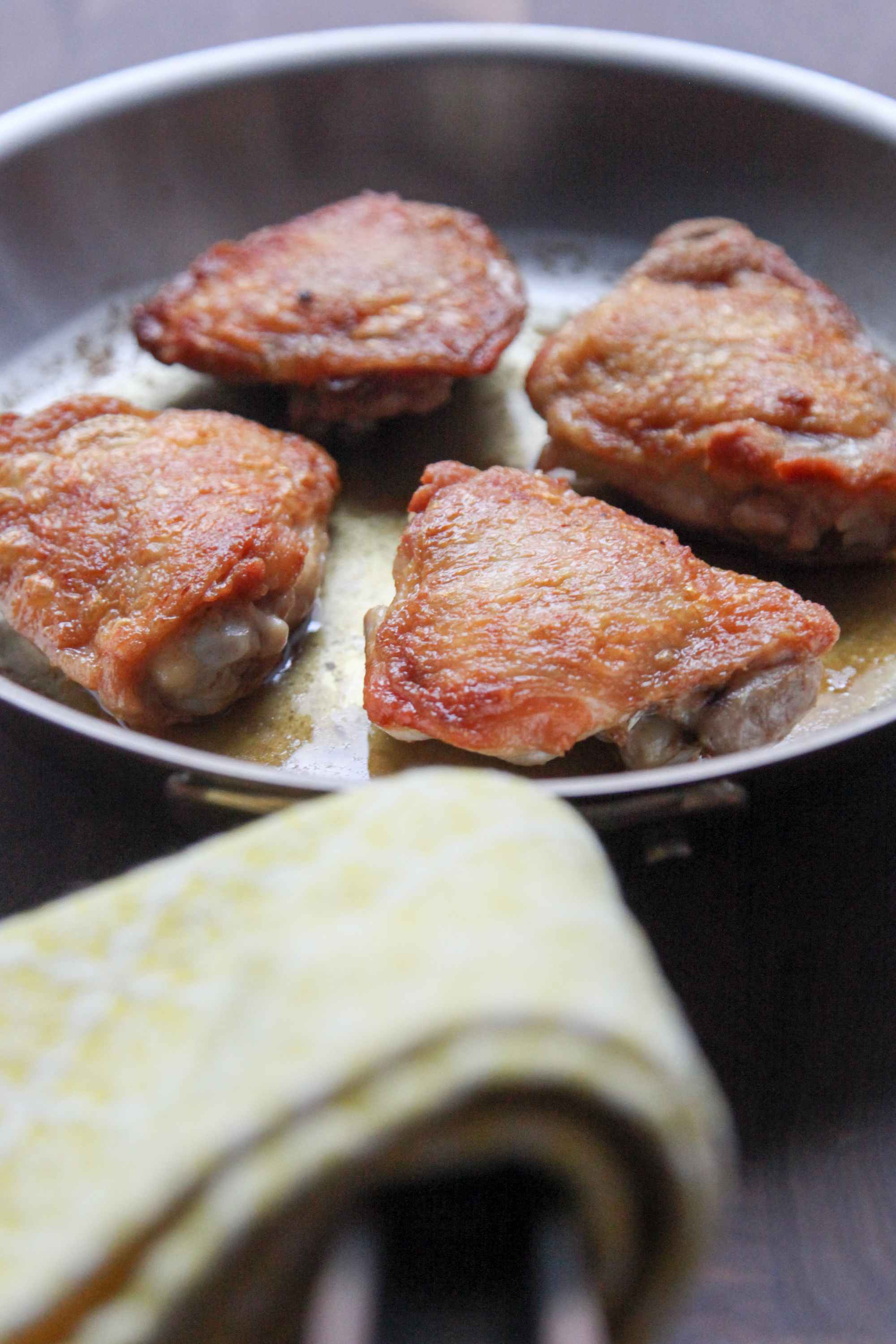 Perfectly Crisp Pan Roasted Chicken Thighs | amodestfeast.com | A Modest Feast