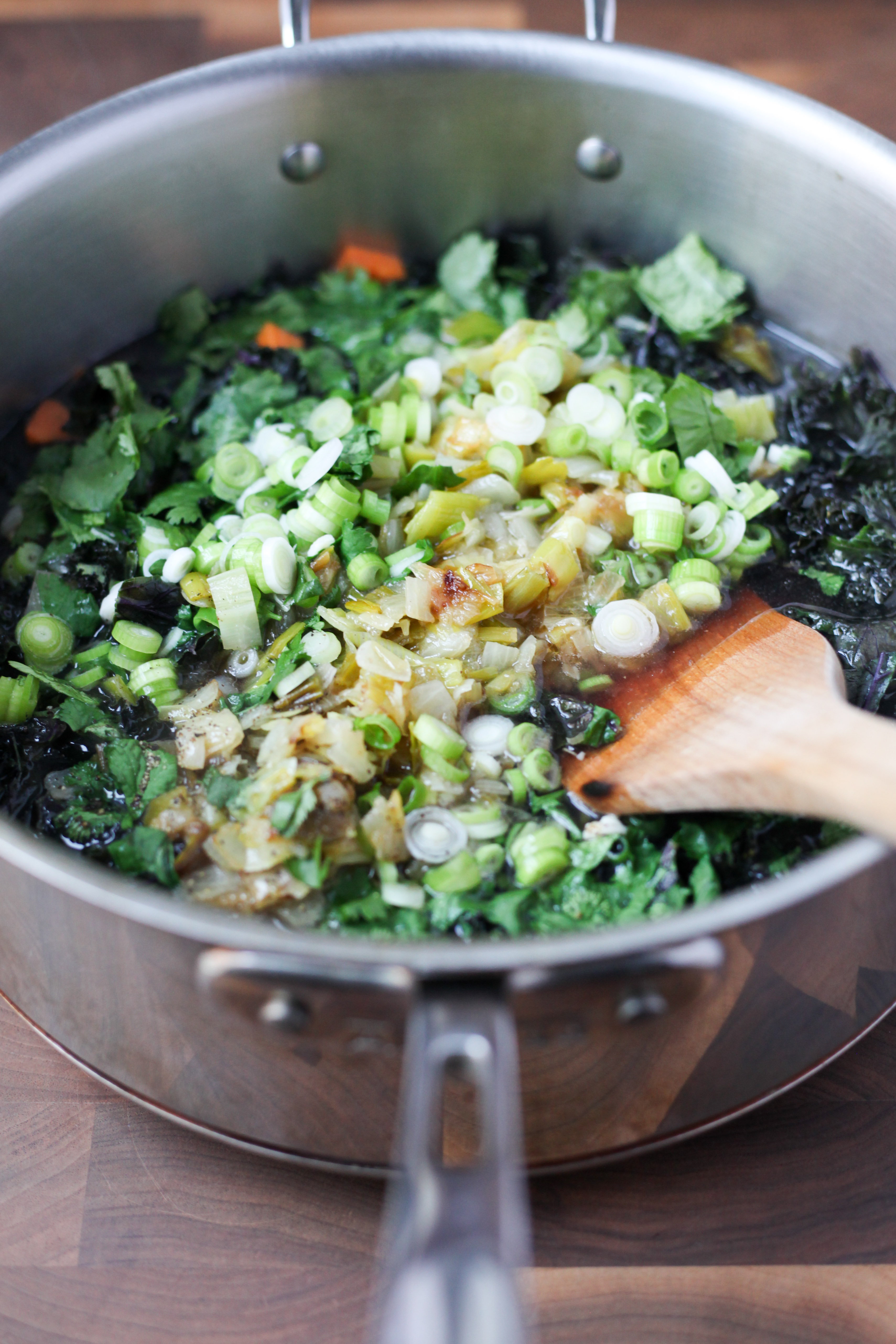 Adding Scallions and Onions to Soup