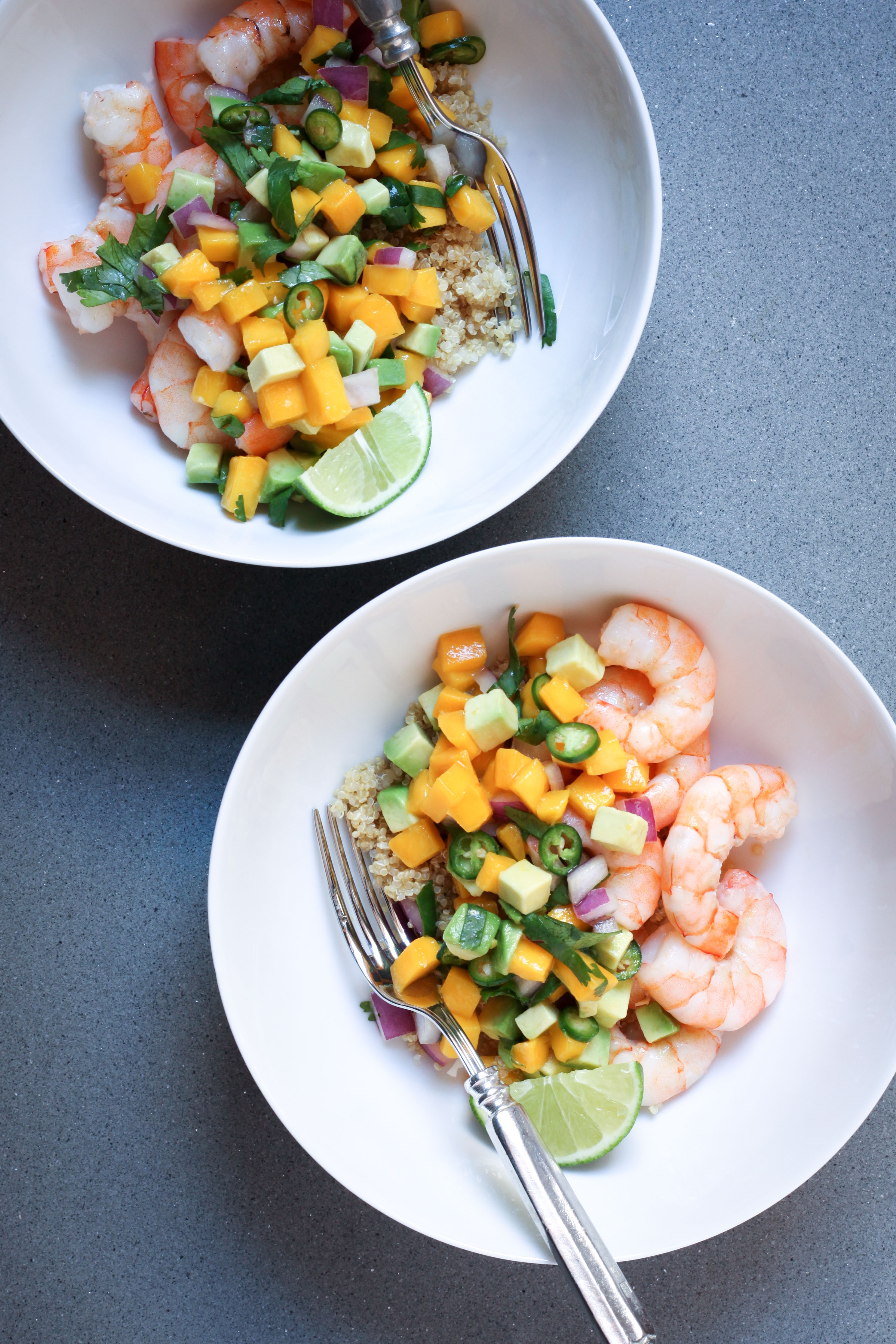 Shrimp and Quinoa With Mango-Avocado Salsa | amodestfeast.com | @amodestfeast