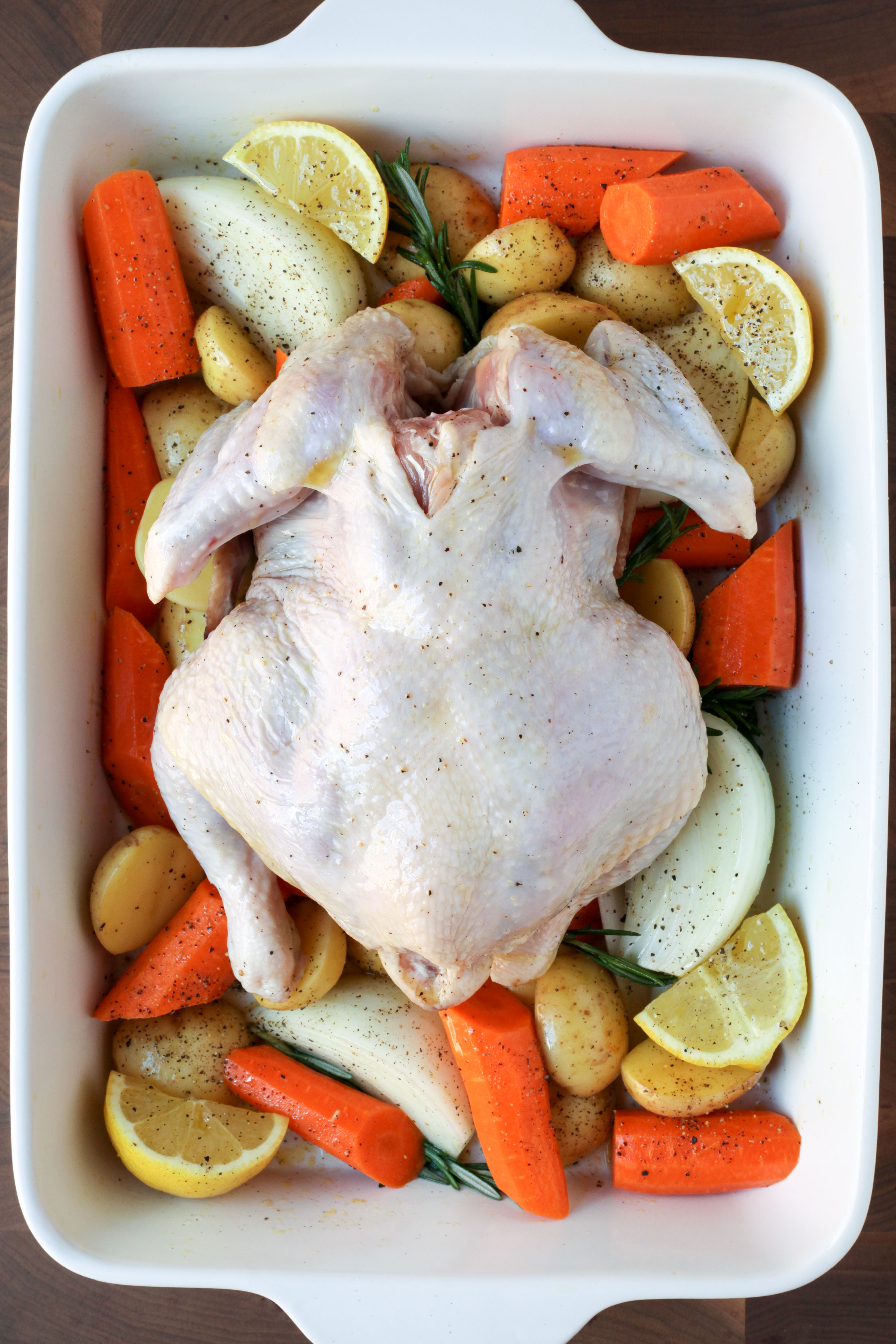 Chicken on a bed of vegetables