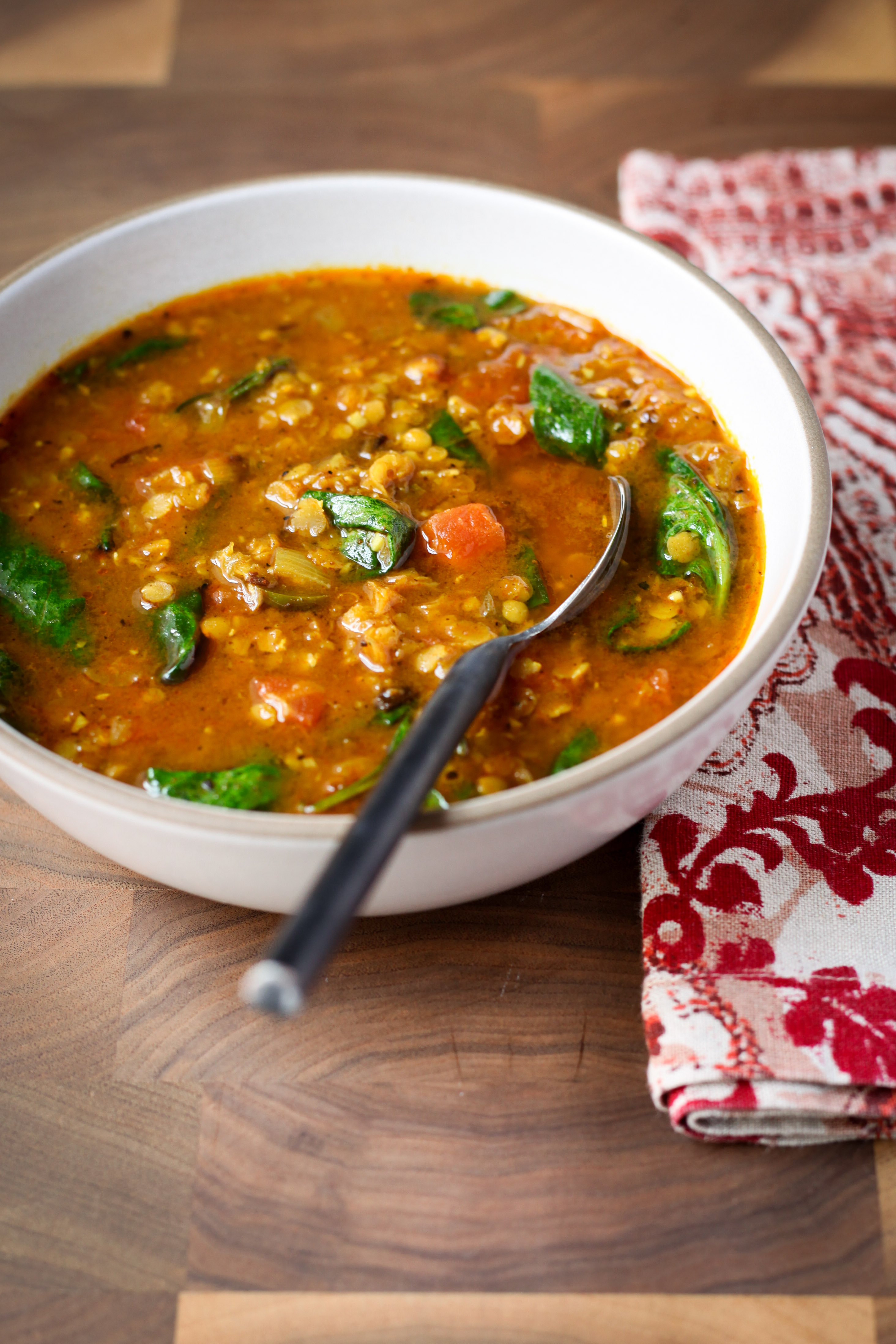 Indian Red Lentil Soup With Spinach - A Modest Feast