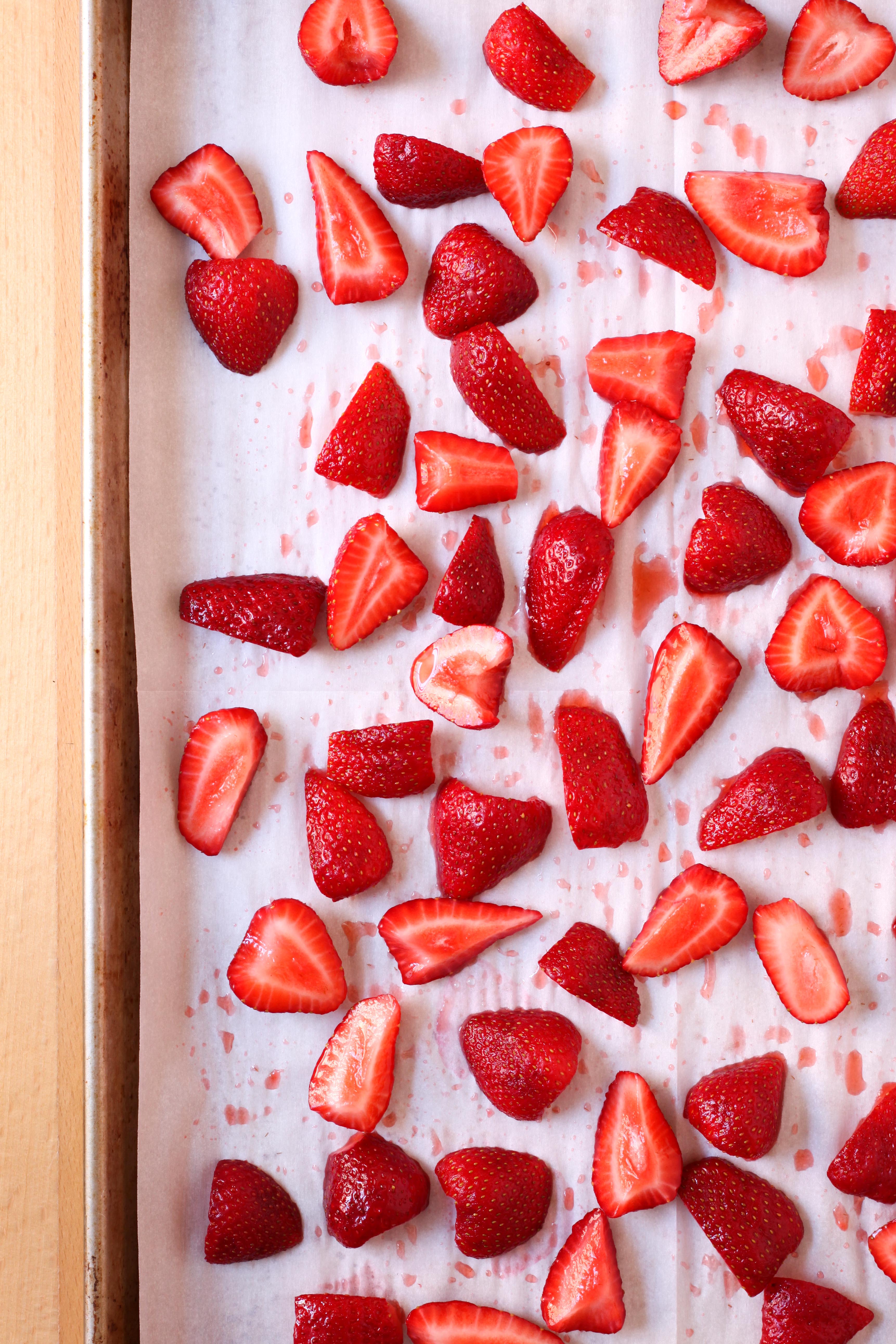 Quartered strawberries