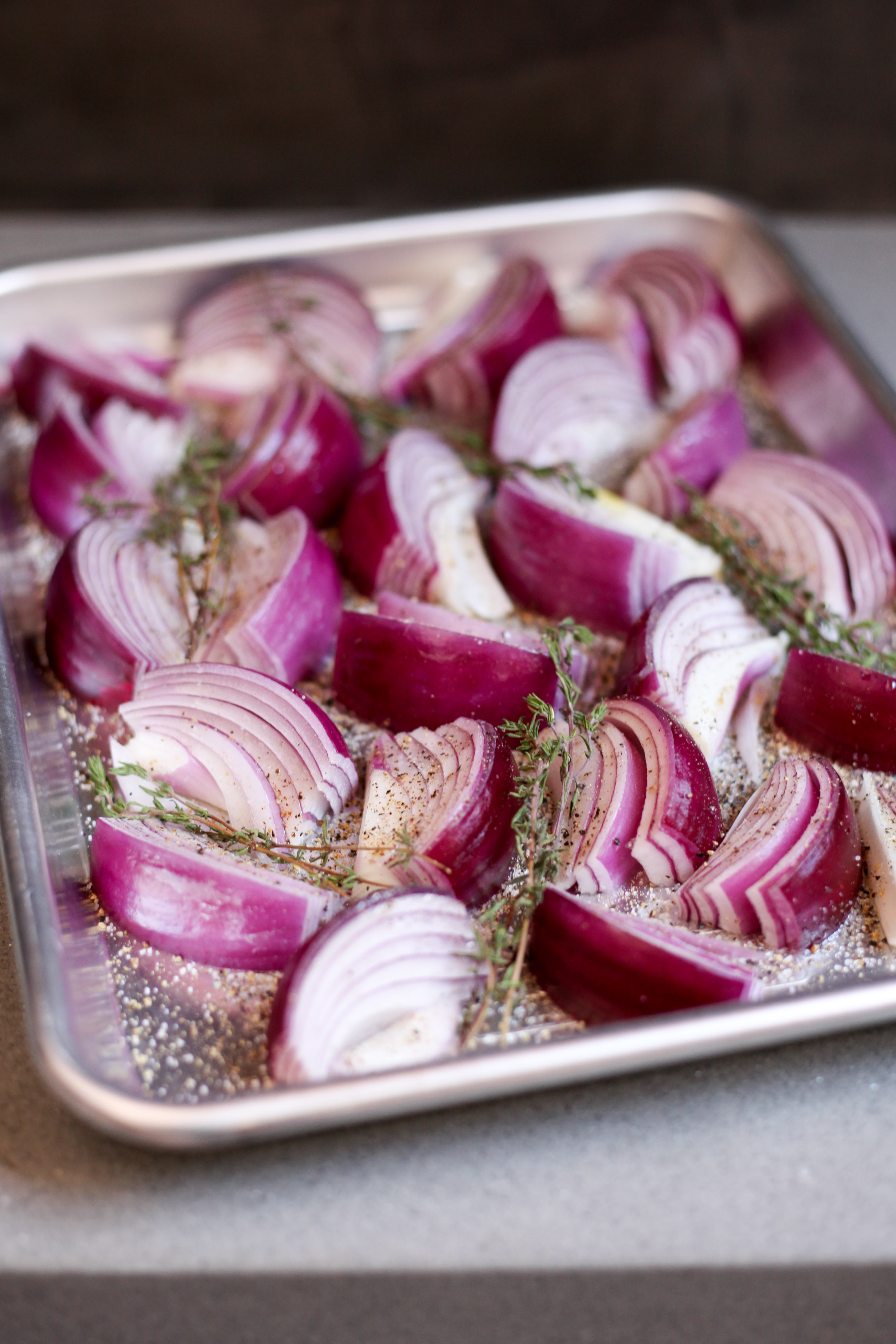 Red onion wedges