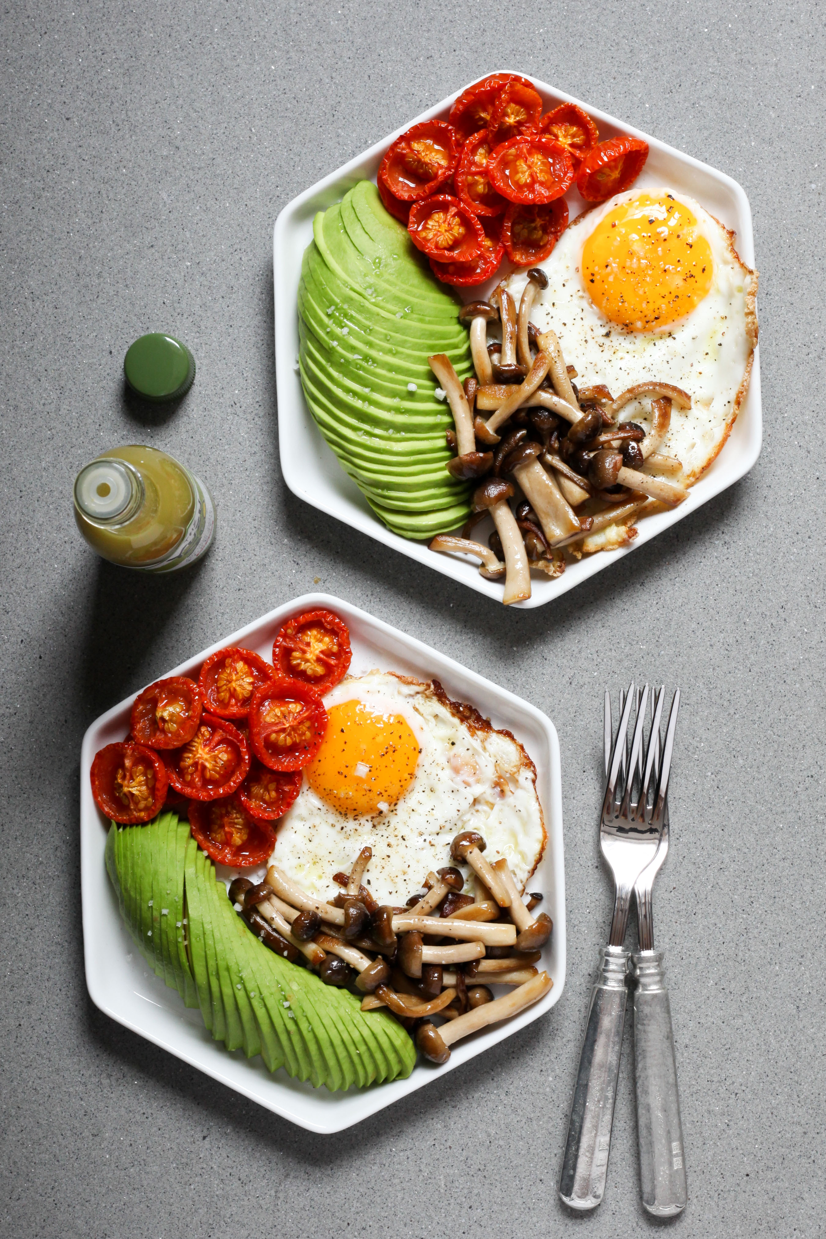 Fried Eggs With Roasted Tomatoes, Avocado, and Mushrooms | amodestfeast.com | @amodestfeast