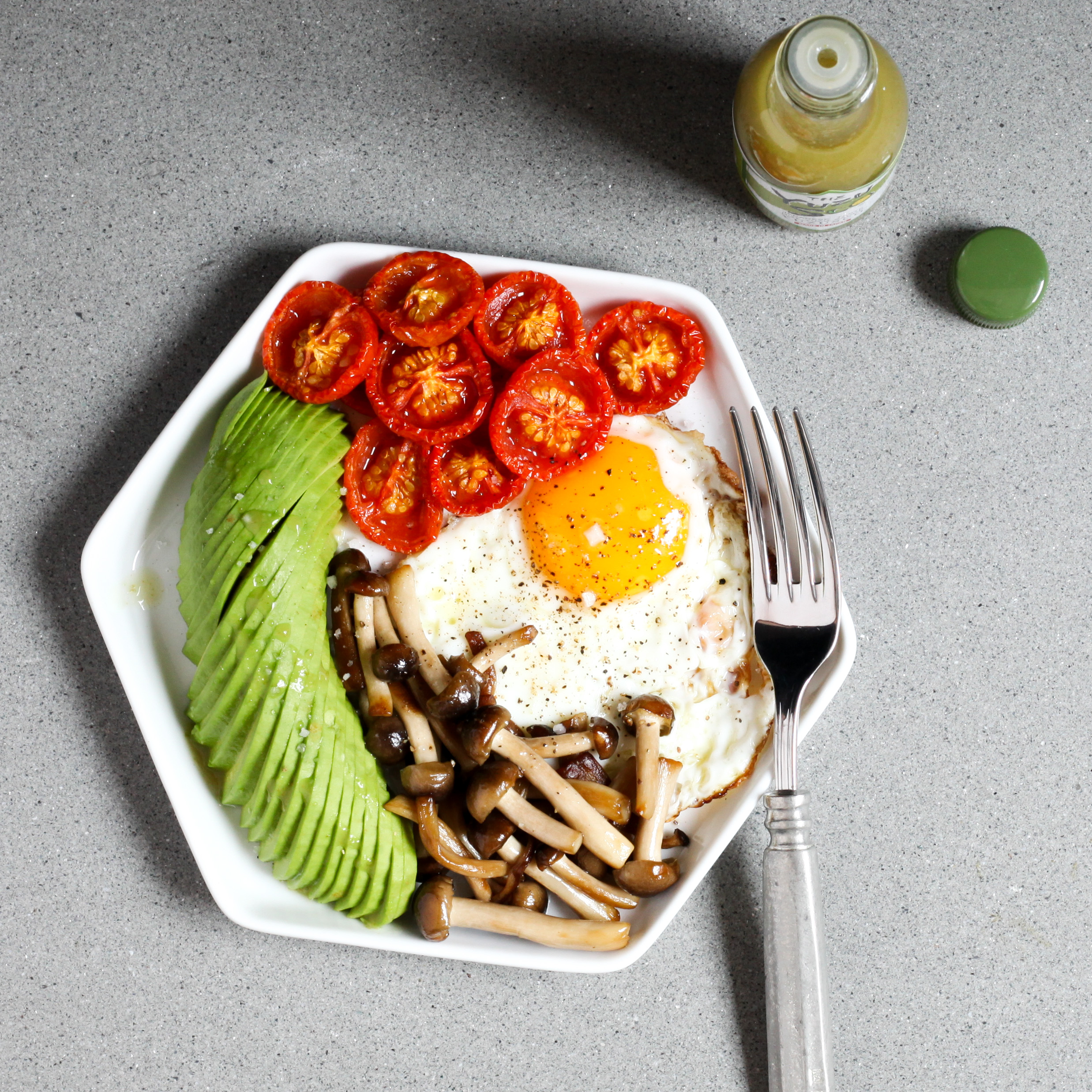 Fried Eggs With Roasted Tomatoes, Avocado, and Mushrooms | amodestfeast.com | @amodestfeast