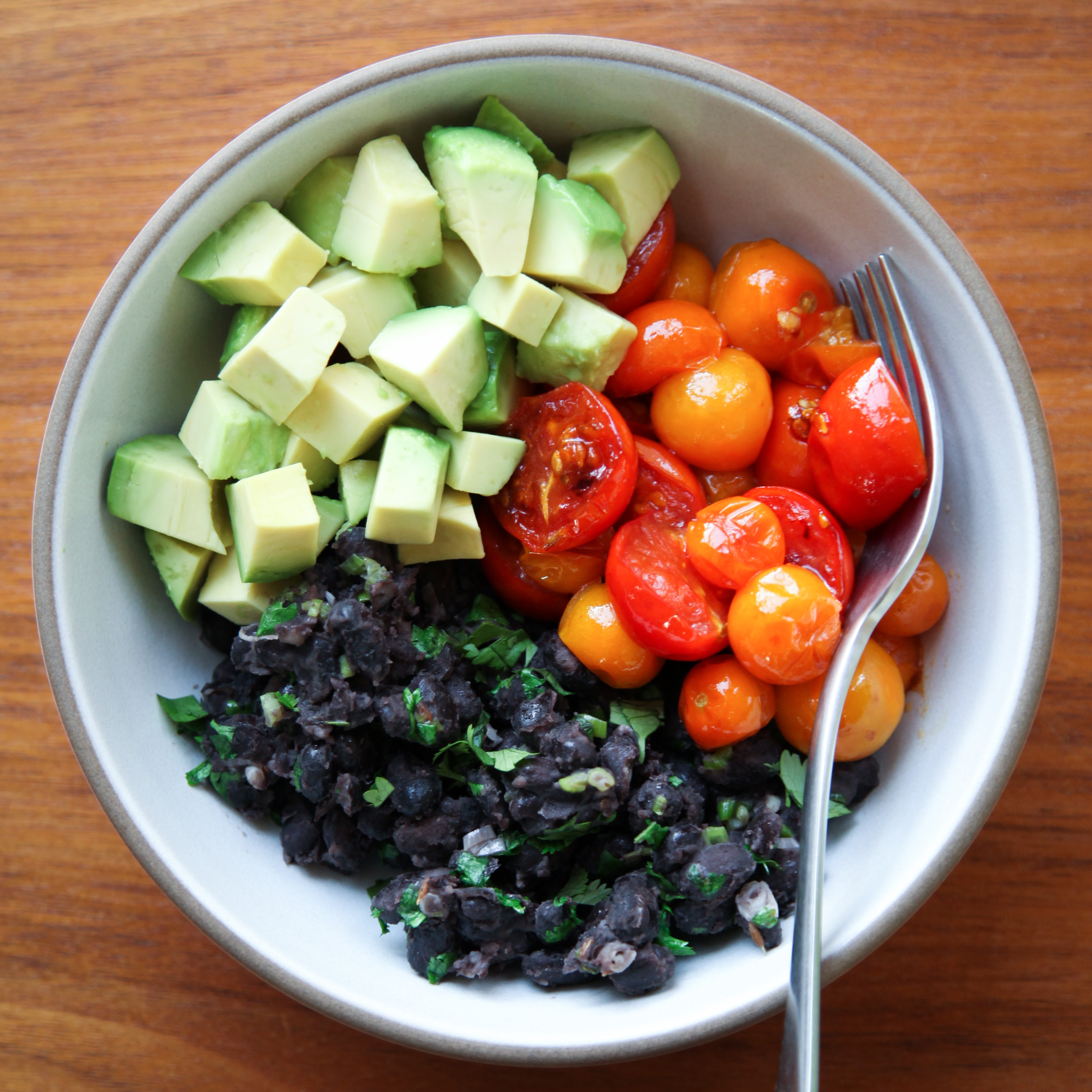 Black Bean, Cherry Tomato, and Avocado Bowl | amodestfeast.com | @amodestfeast