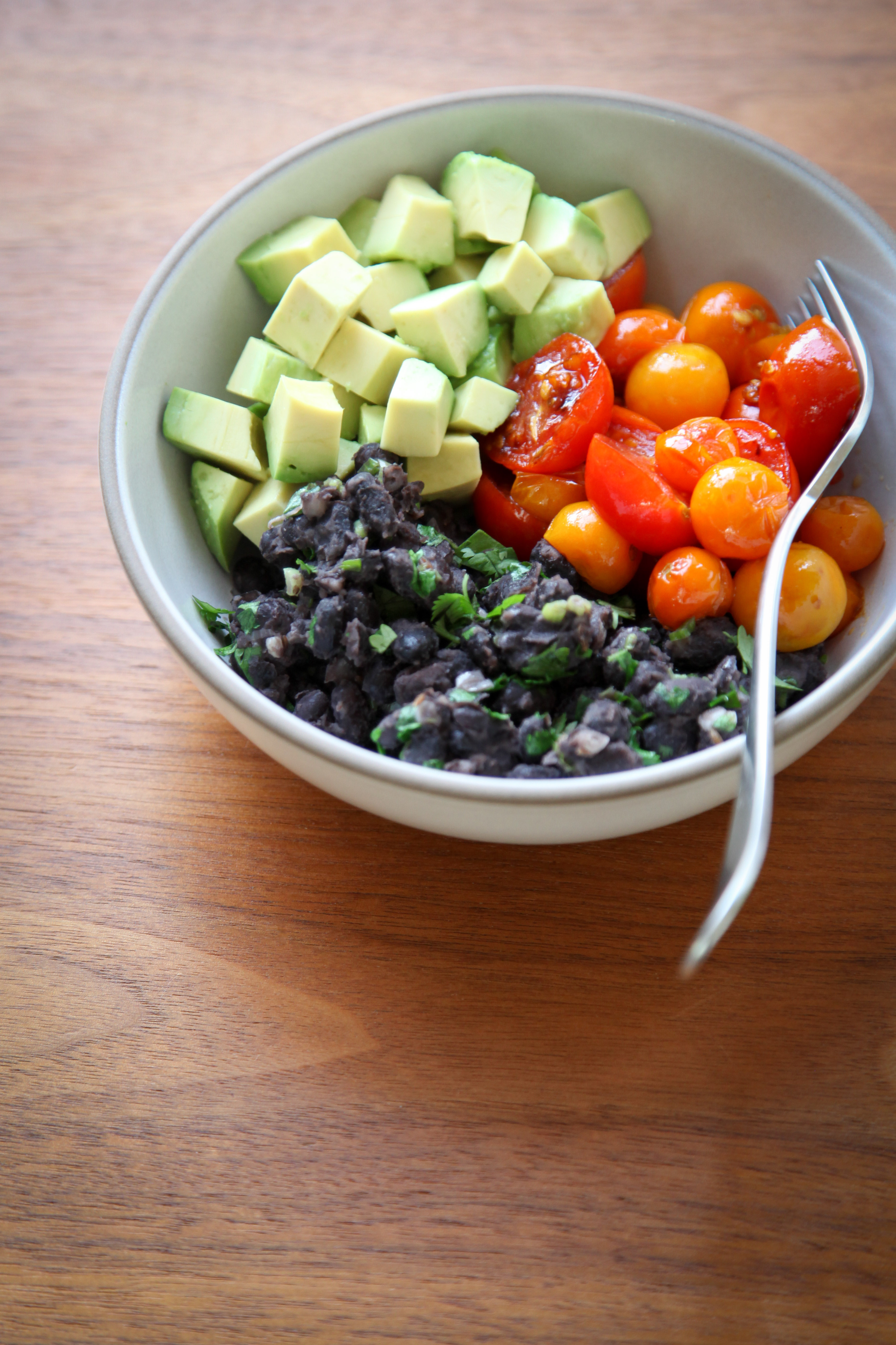 Black Bean, Cherry Tomato, and Avocado Bowl | amodestfeast.com | @amodestfeast