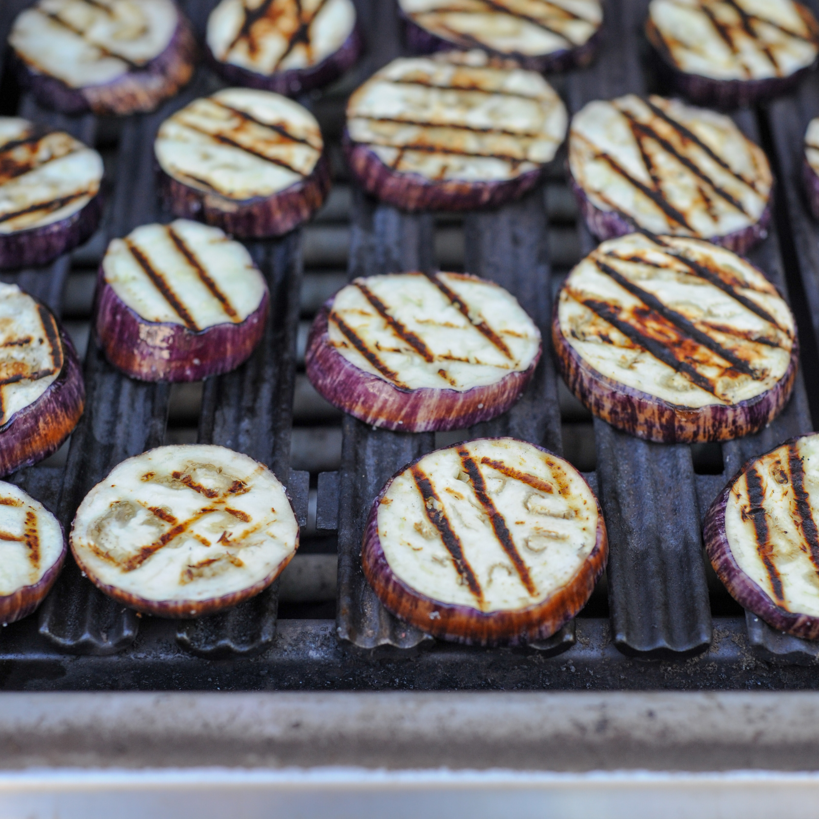 Grilling eggplant