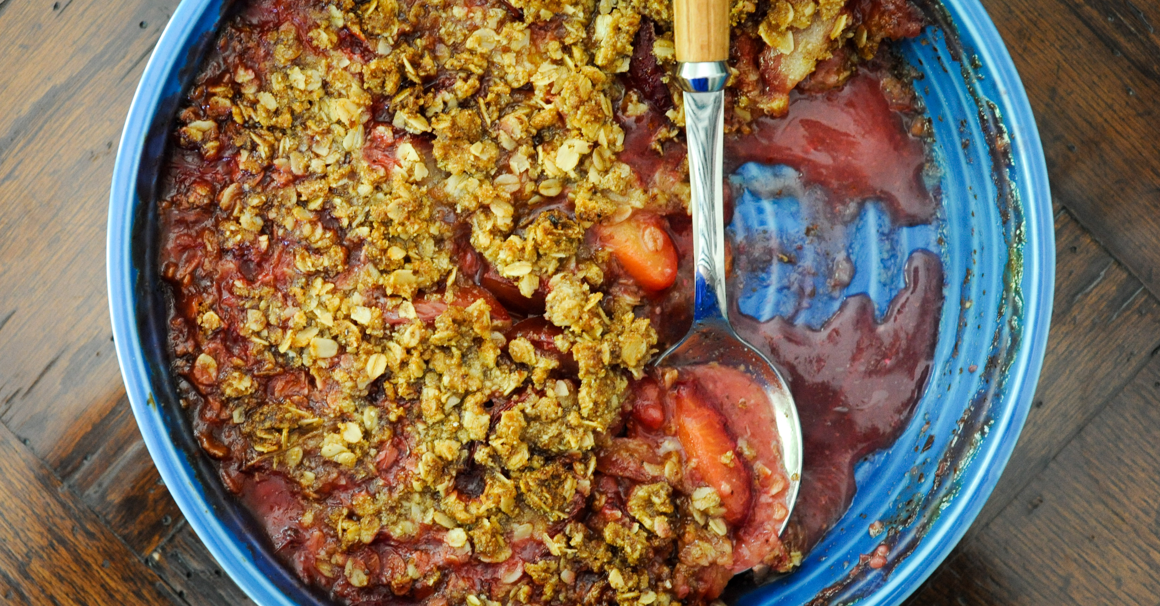 Gluten-Free Plum-Ginger Crisp | amodestfeast.com | @amodestfeast