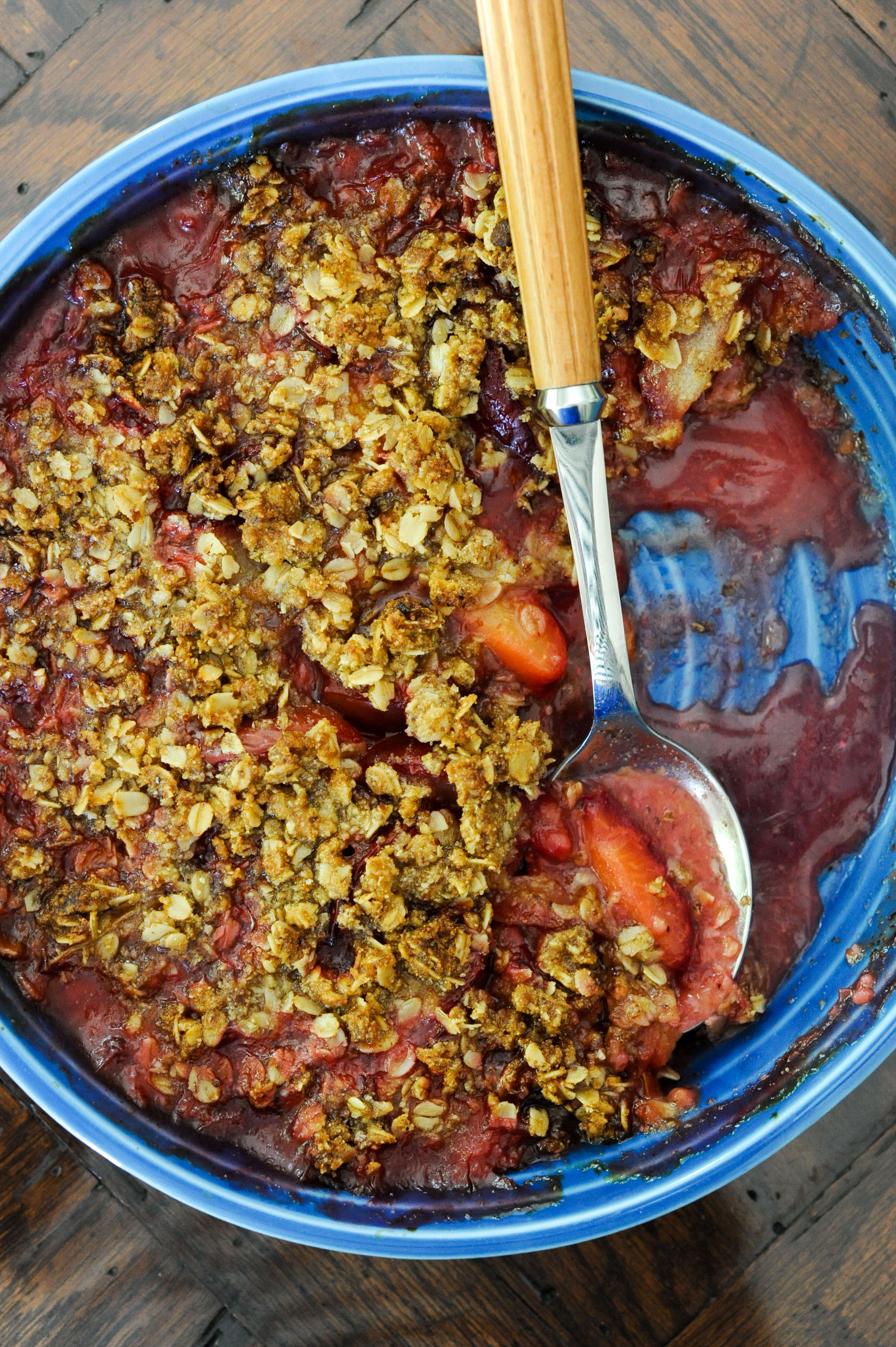 Gluten-Free Plum-Ginger Crisp | amodestfeast.com | @amodestfeast