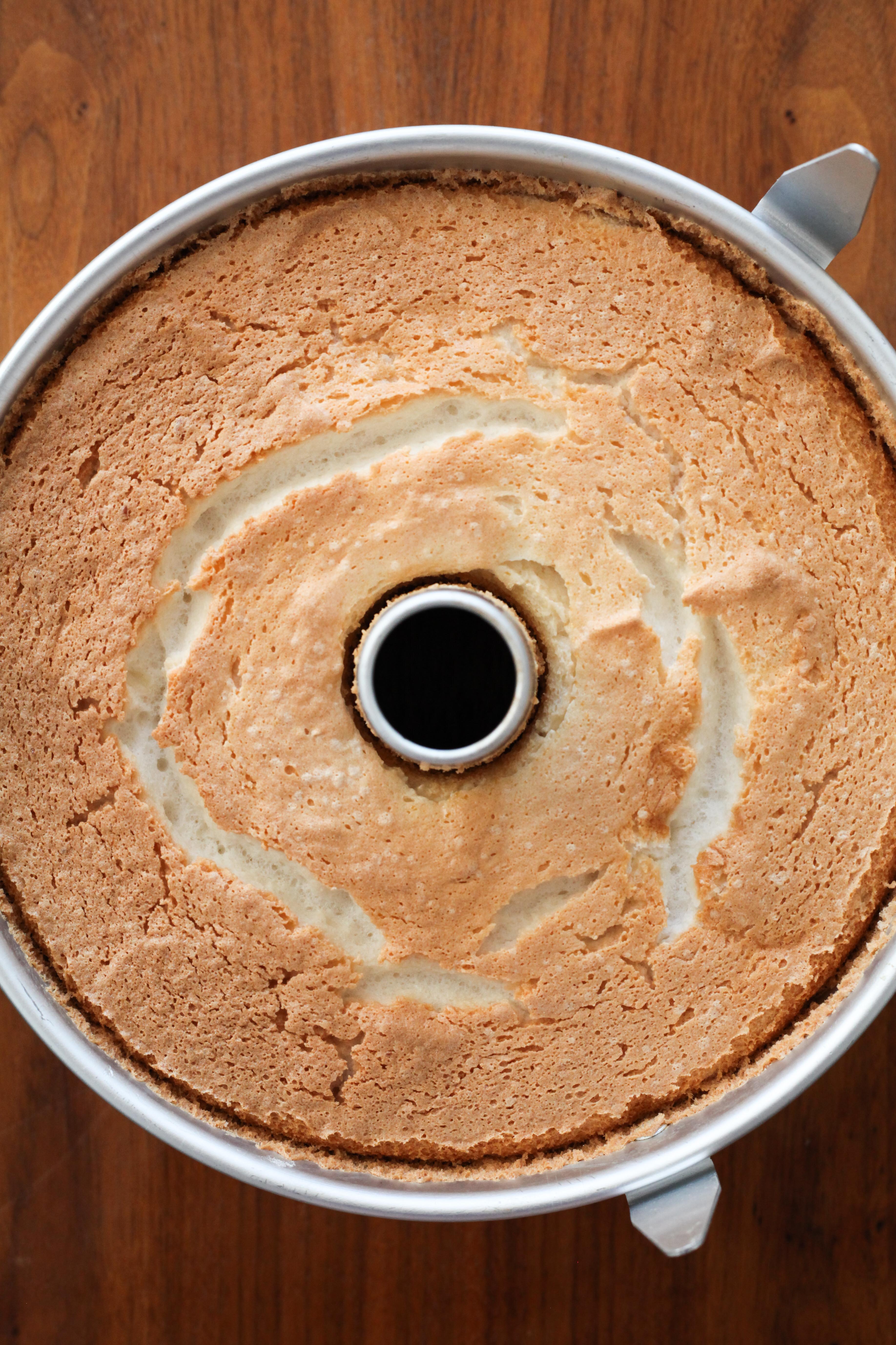 Angel food cake in tube pan