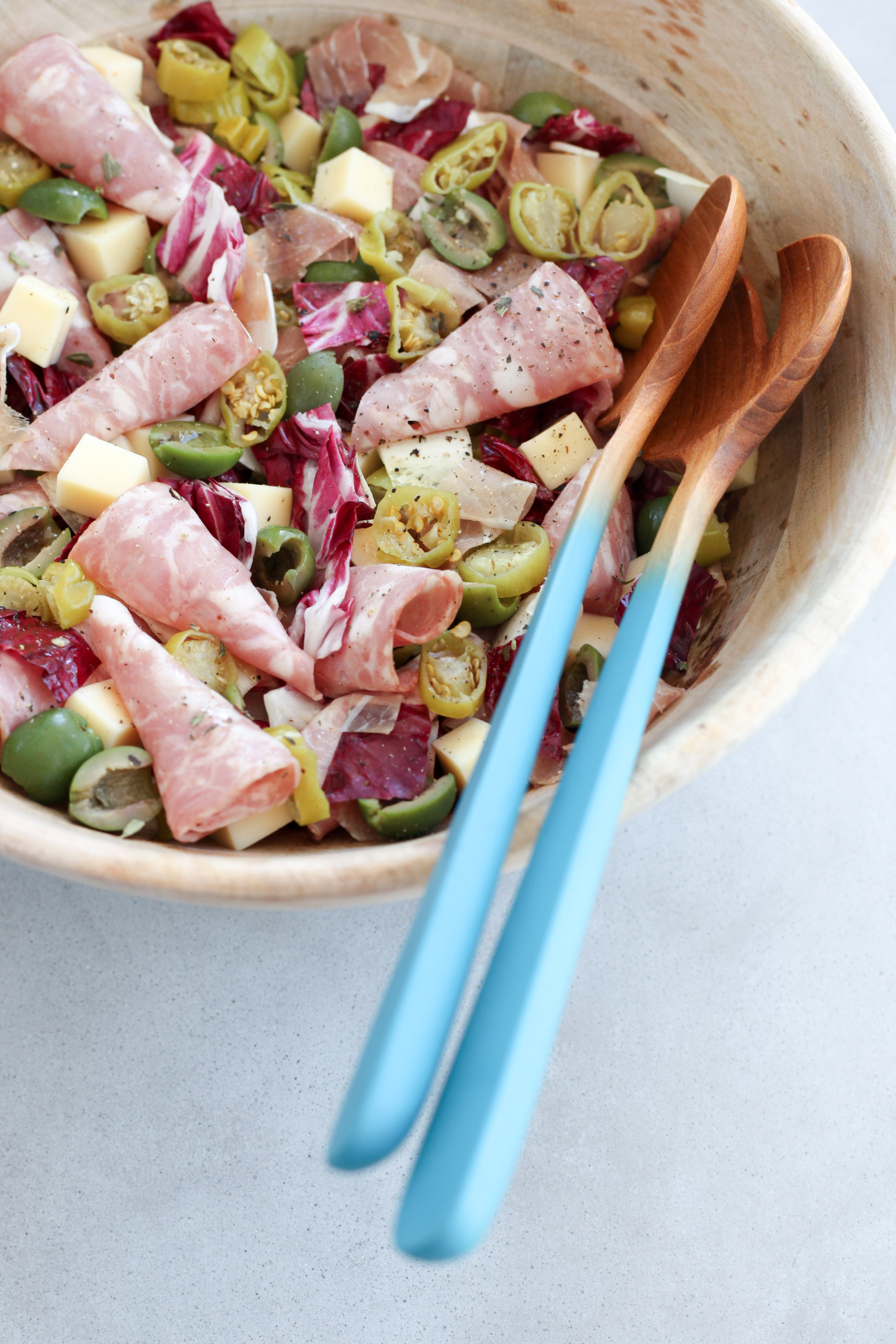 Italian Chopped Salad With Prosciutto, Salami, Olives, and Fontina | amodestfeast.com | @amodestfeast