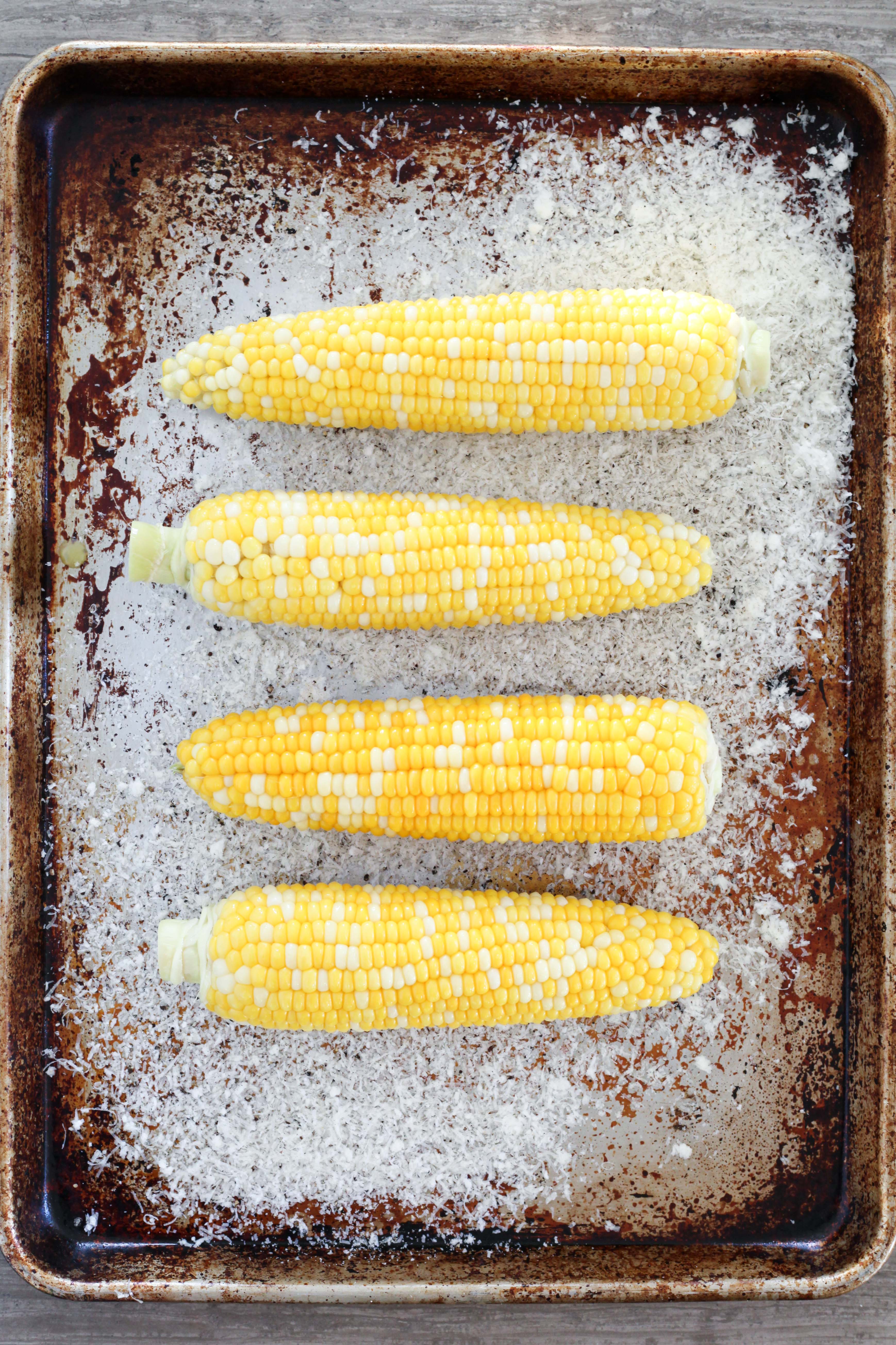 Corn, romano, parmesan, and pepper