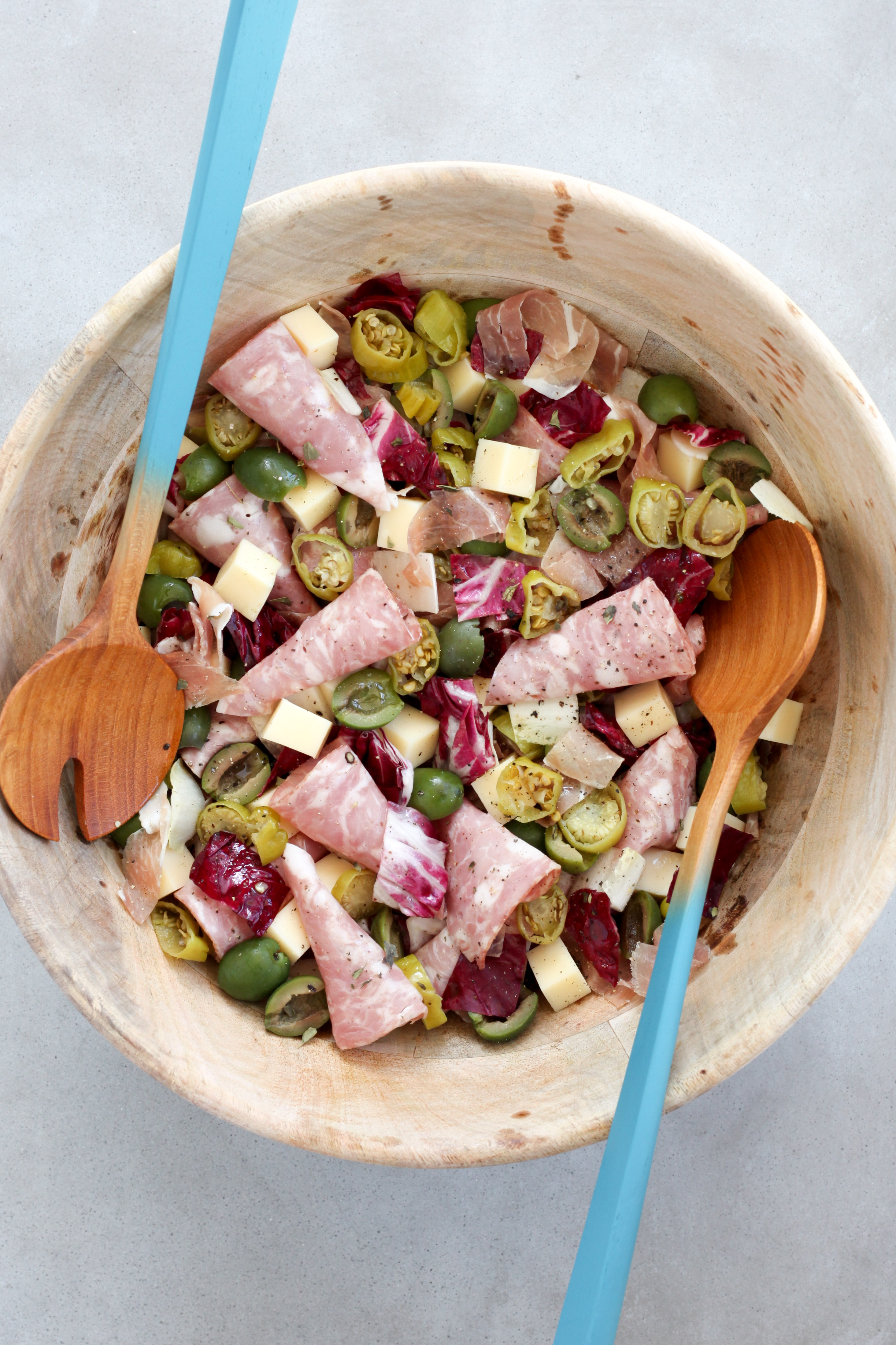 Italian Chopped Salad With Prosciutto, Salami, Olives, and Fontina | amodestfeast.com | @amodestfeast