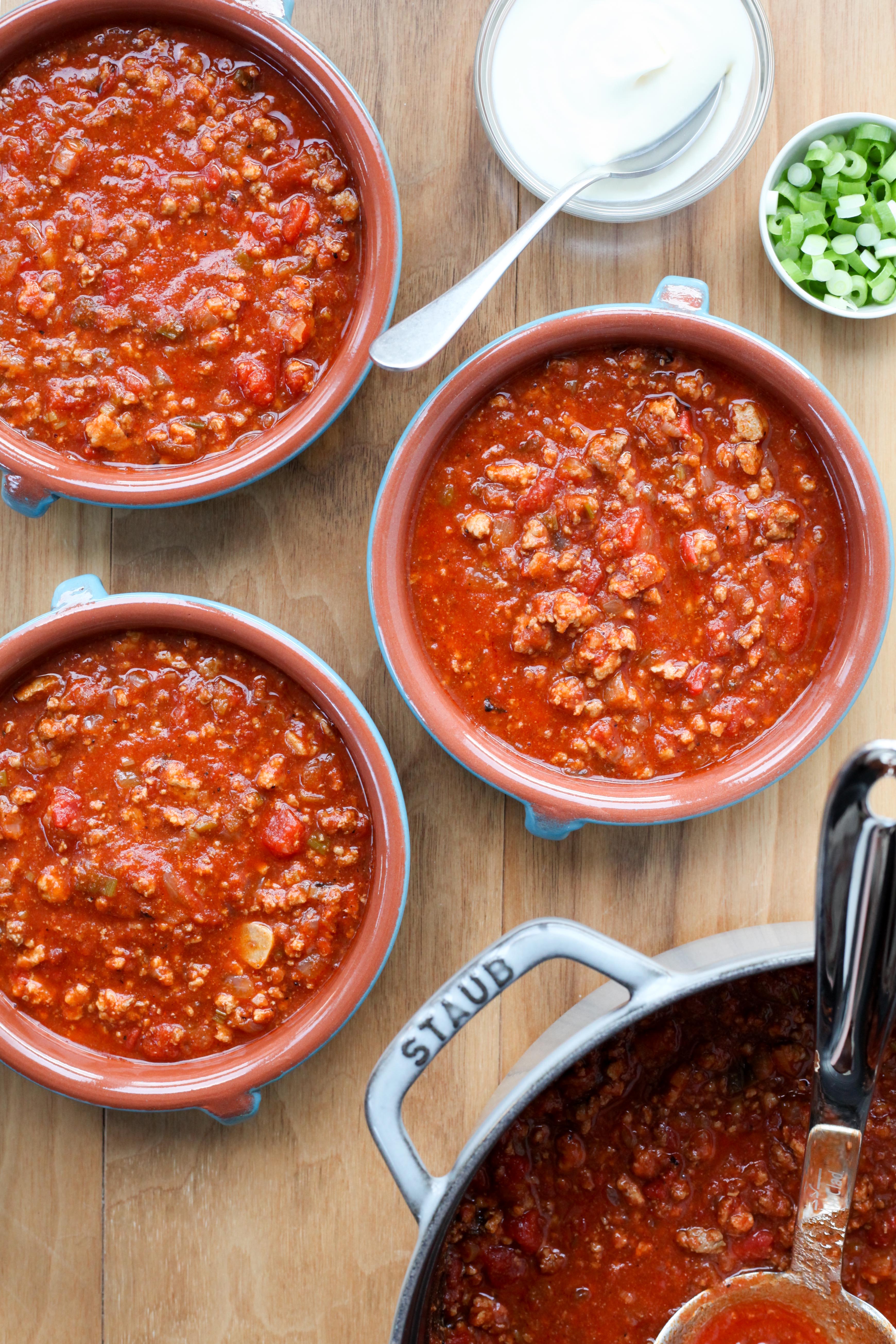 Three-Meat Chili (No Beans) | amodestfeast.com  |@amodestfeast