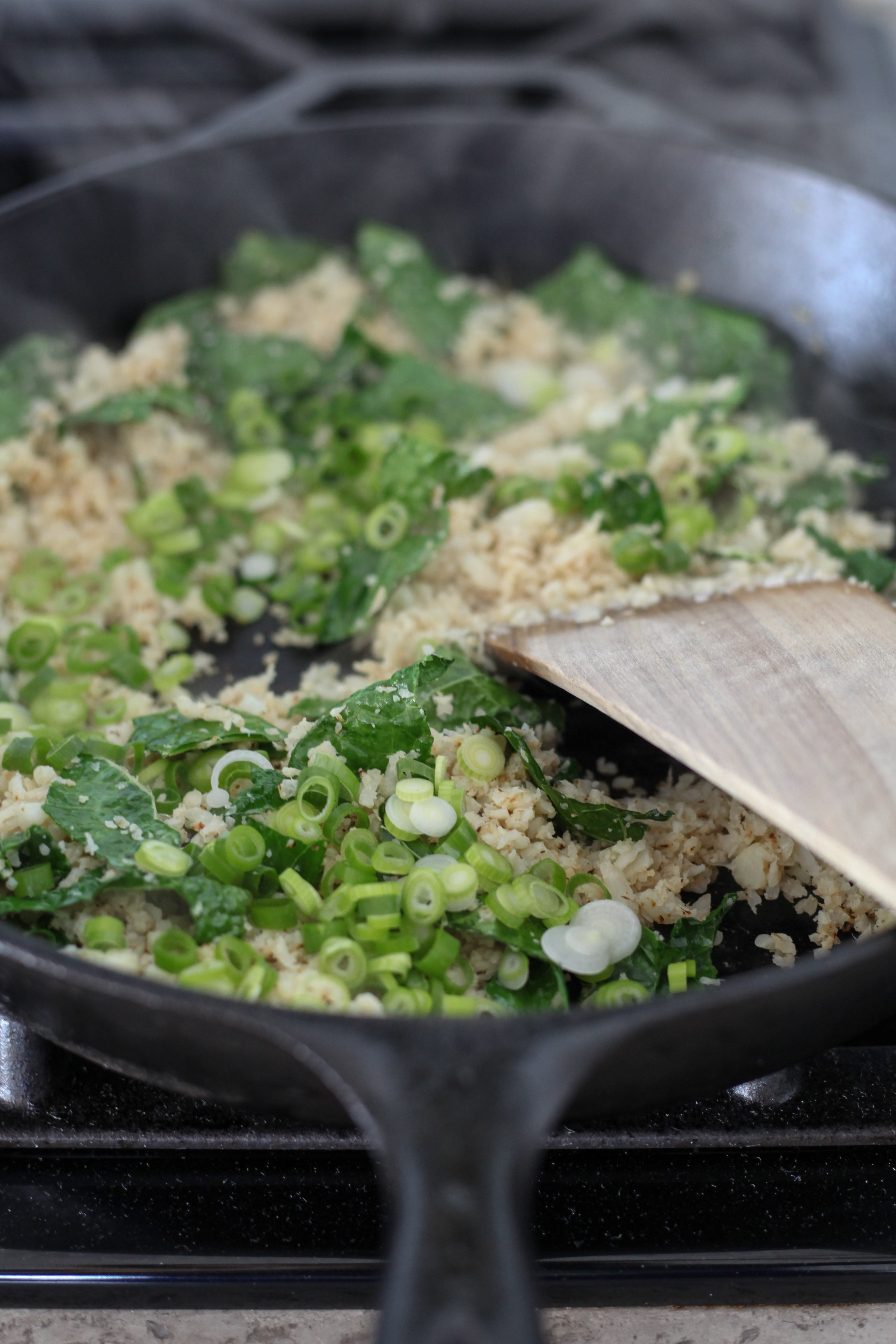 Cooking the cauliflower rice