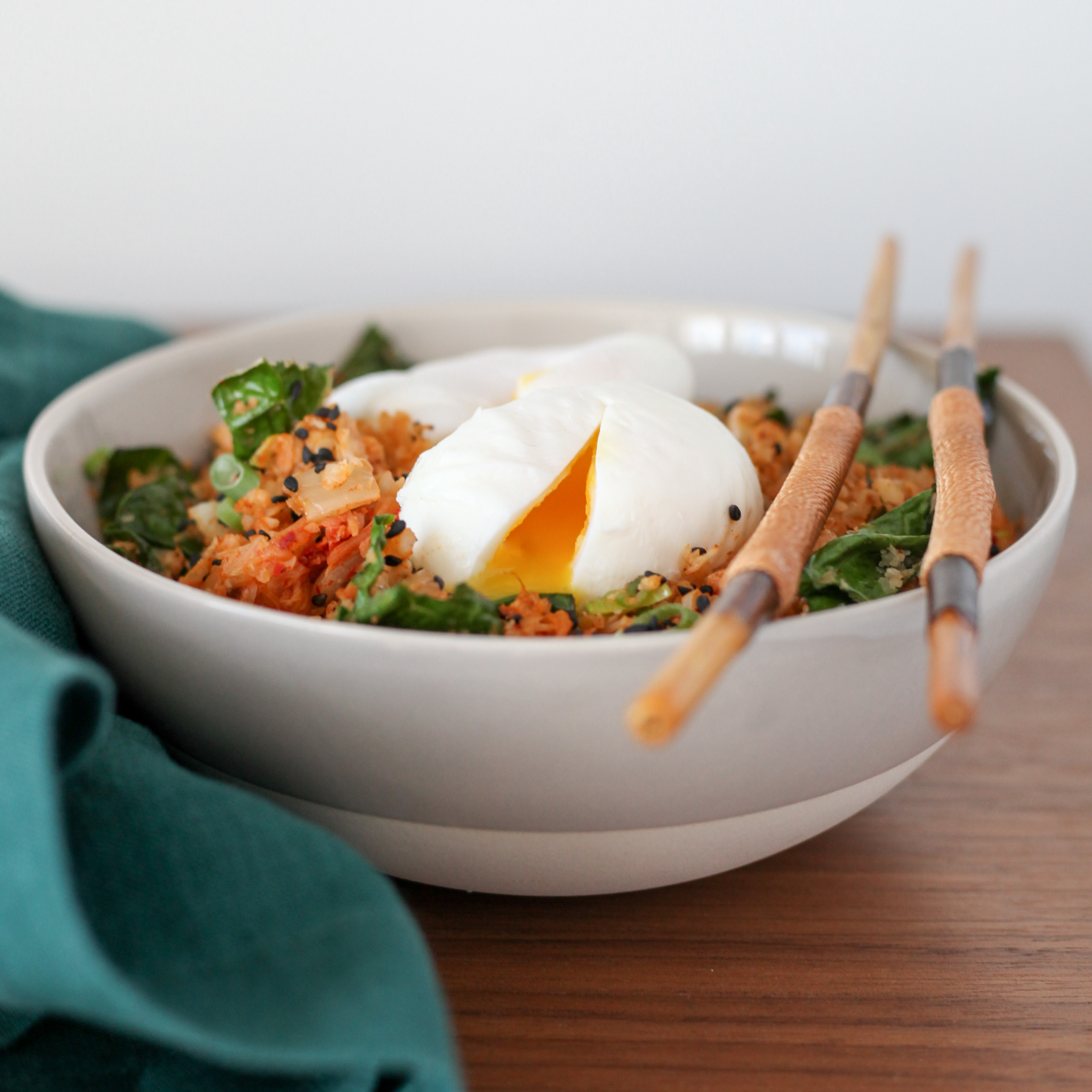 Cauliflower Fried Rice With Kale and Kimchi | amodestfeast.com | @amodestfeast