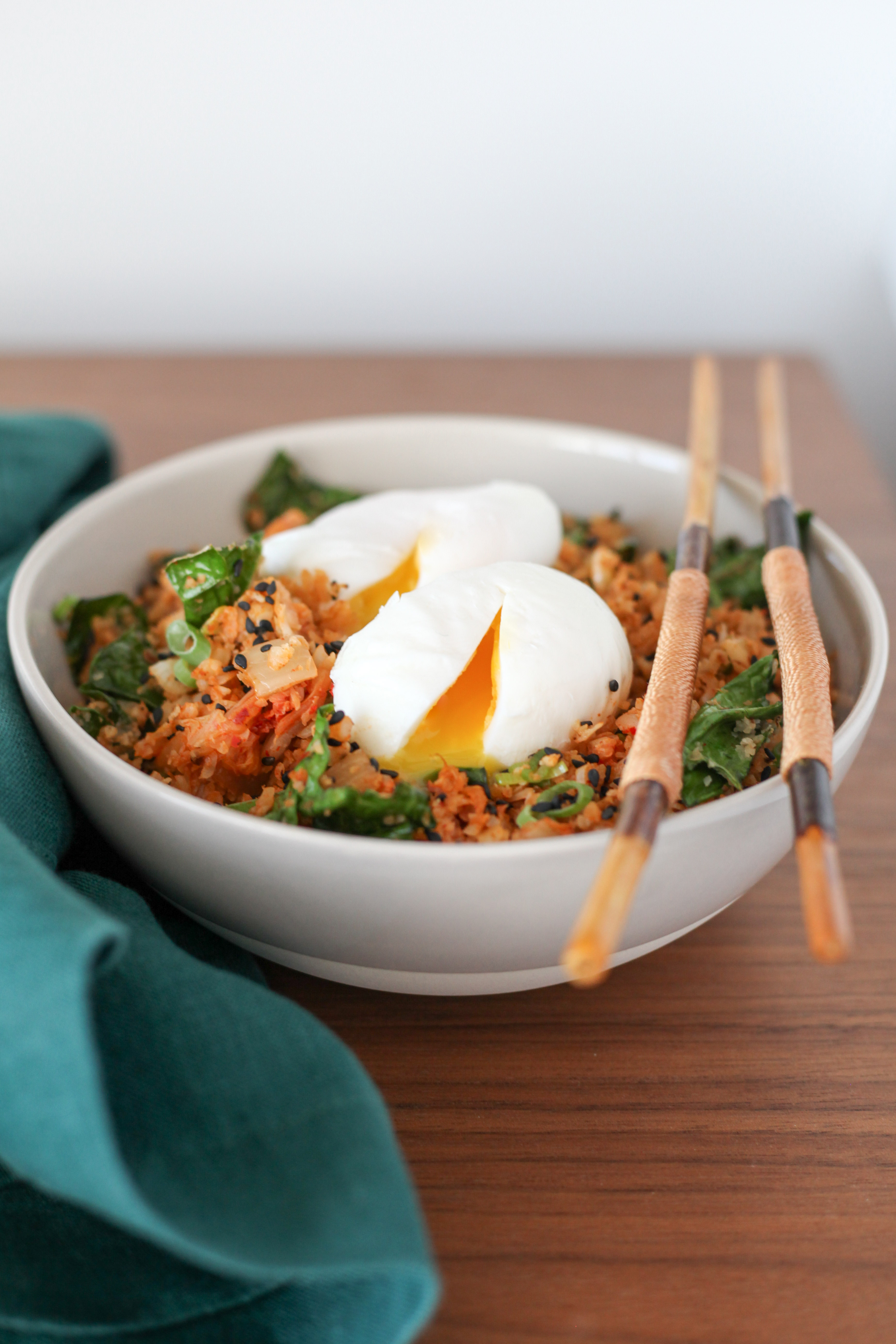 Cauliflower Fried Rice With Kale and Kimchi | amodestfeast.com | @amodestfeast