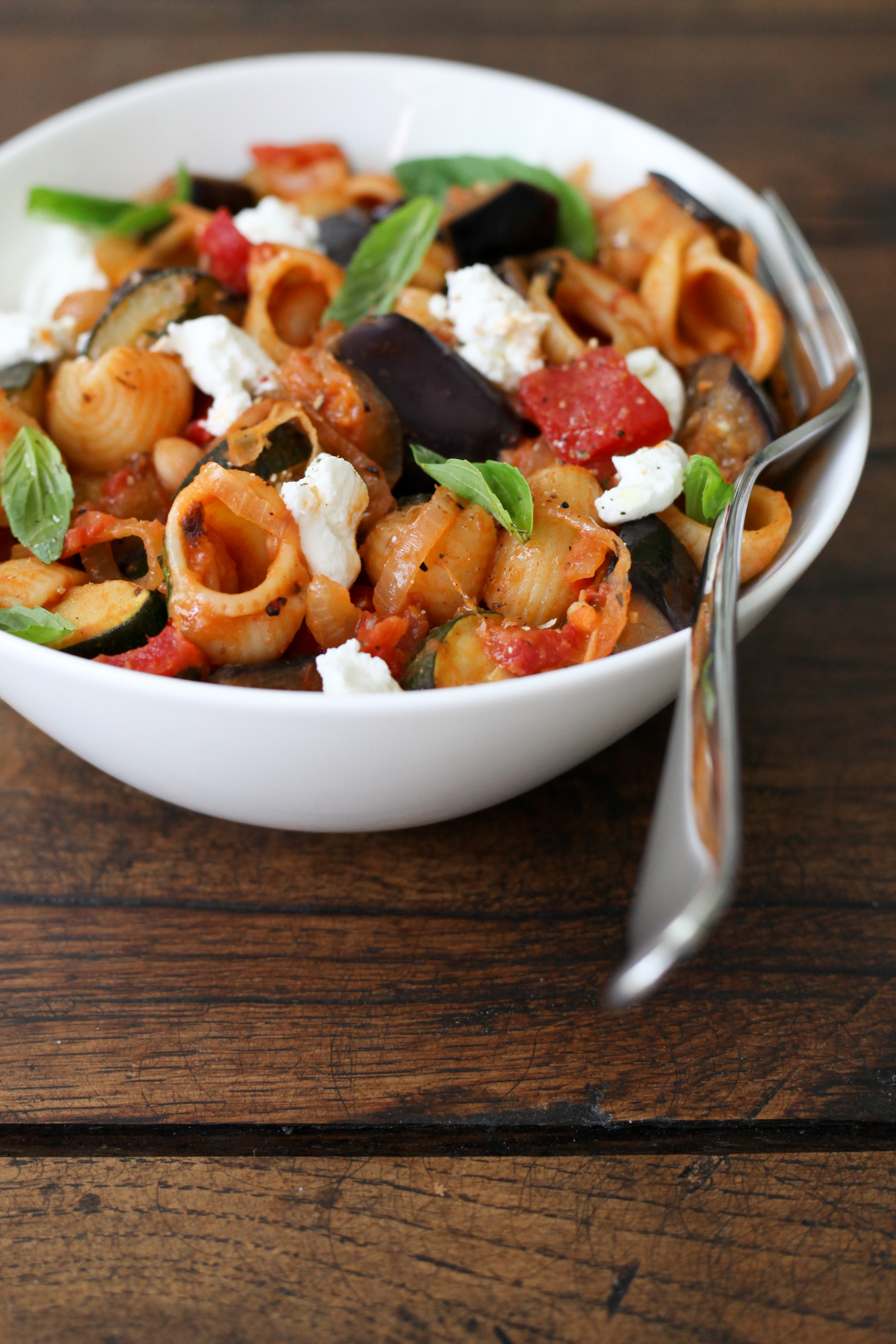 Ratatouille Pasta With White Beans | amodestfeast.com | @amodestfeast