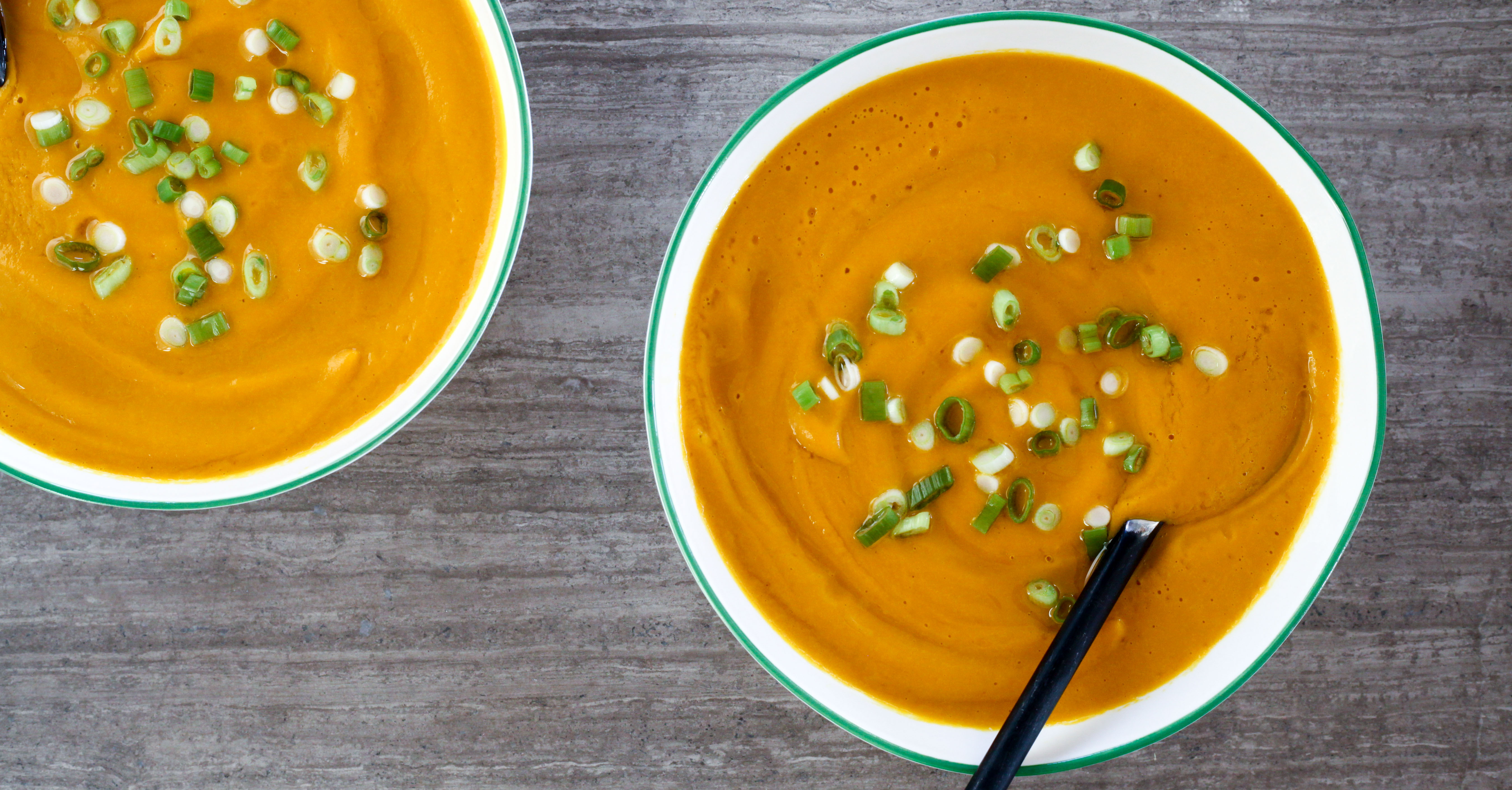 Miso Carrot Soup With Quick-Pickled Scallions | amodestfeast.com | @amodestfeast