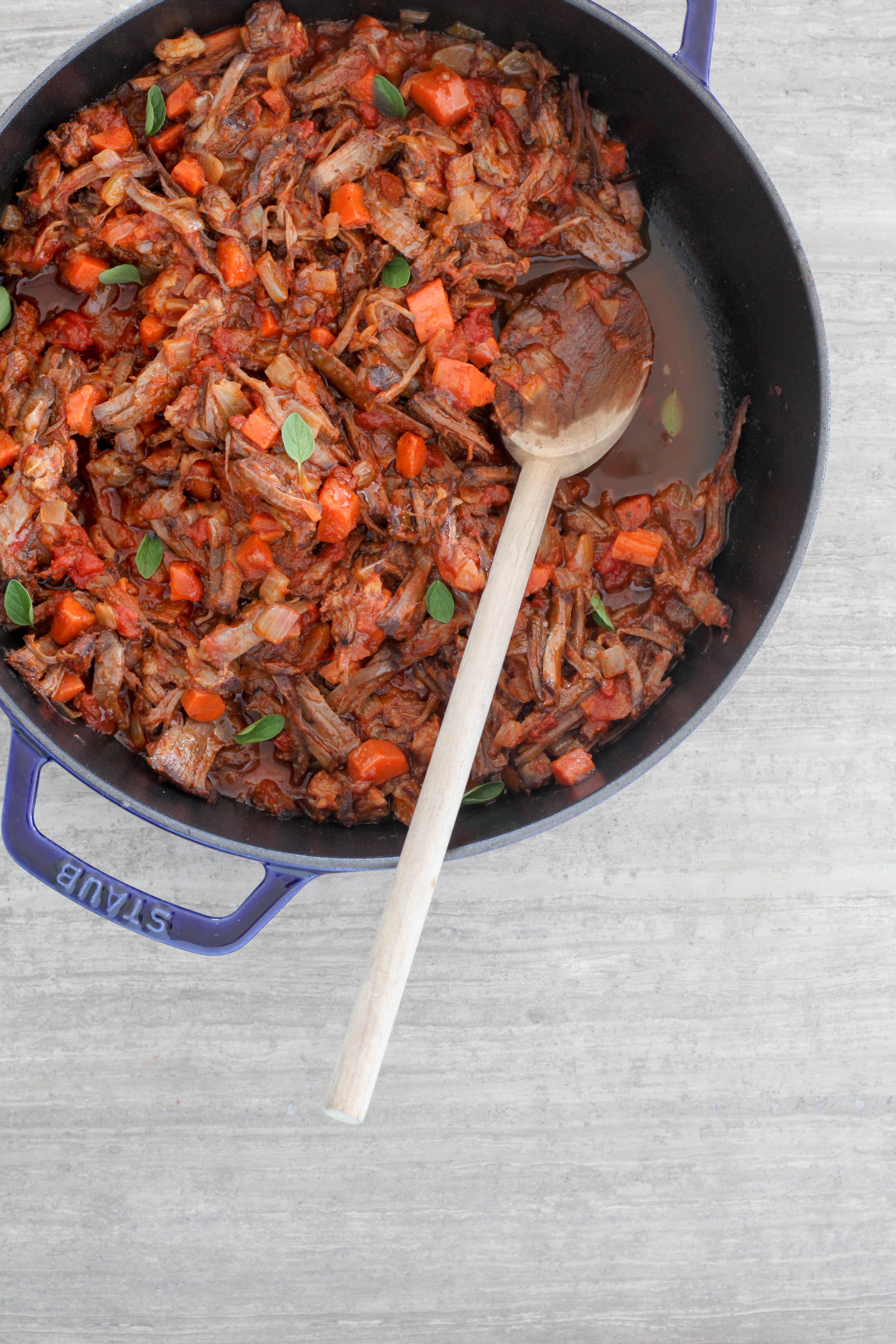 Italian Brisket With Tomatoes, Onions, and Carrots | amodestfeast.com | @amodestfeast