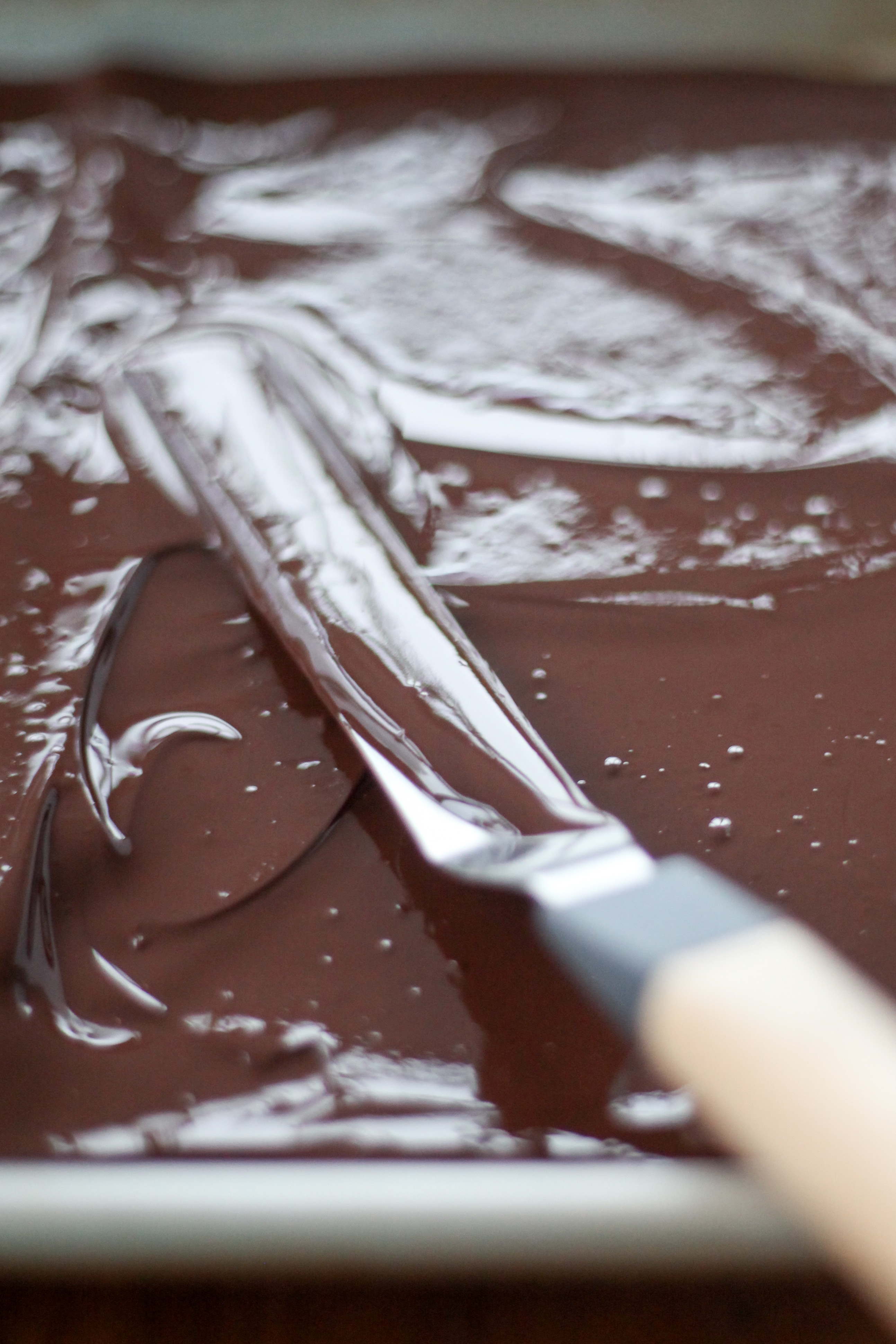 Spreading melted chocolate