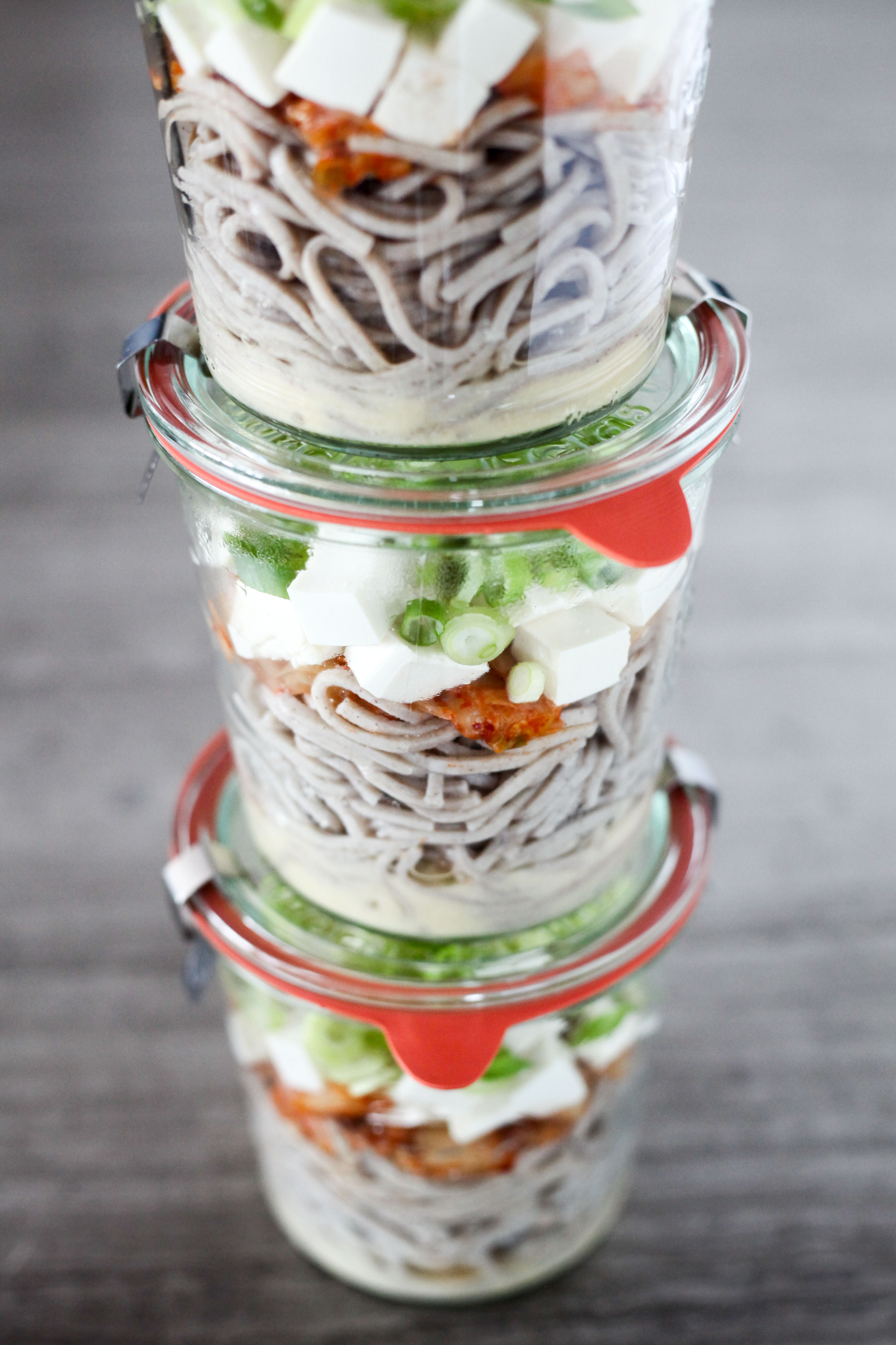 Miso-Kimchi Soba Noodle Soup Mason Jars | amodestfeast.com | @amodestfeast