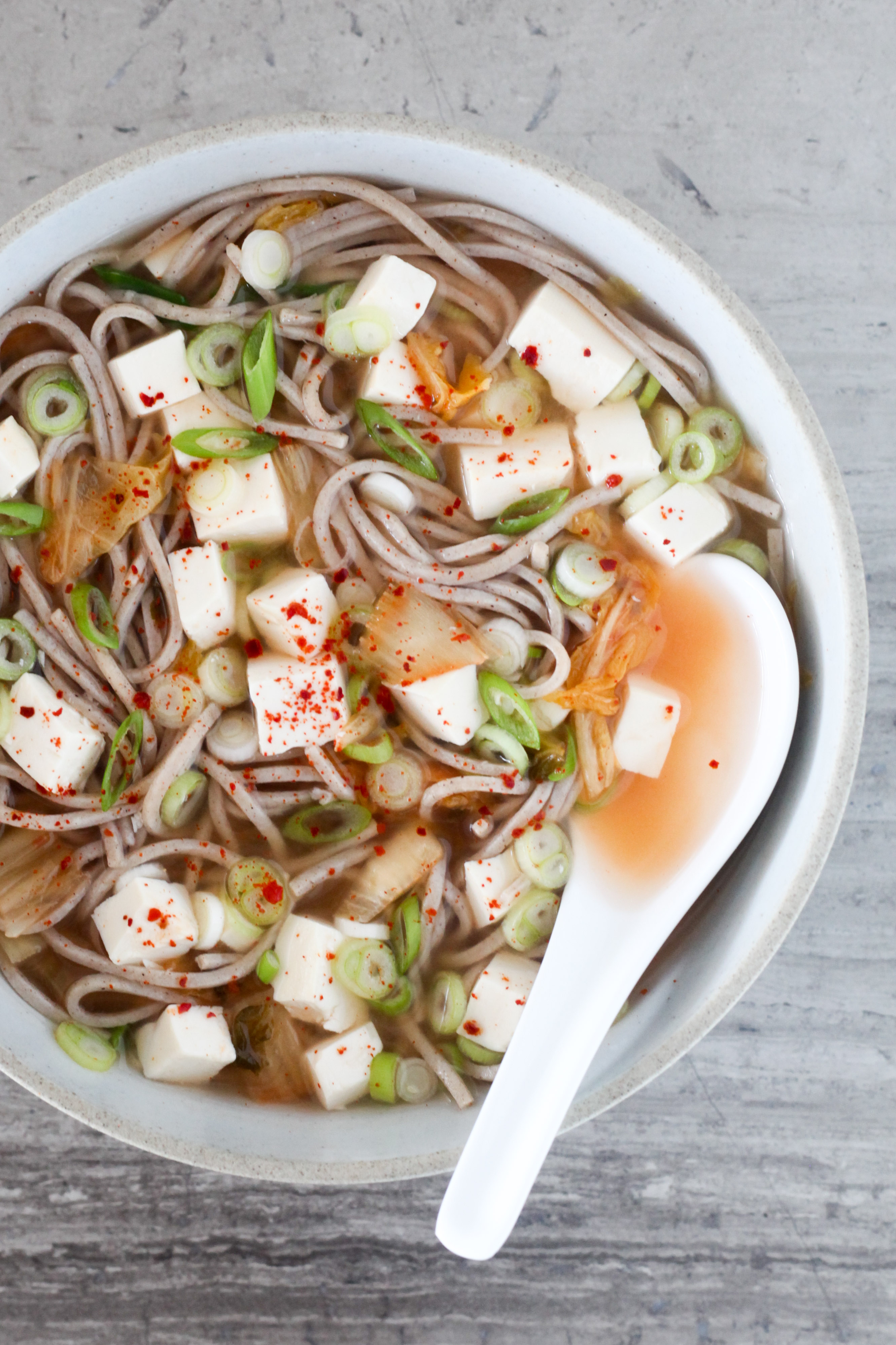 Miso-Kimchi Soba Noodle Soup Mason Jars | amodestfeast.com | @amodestfeast