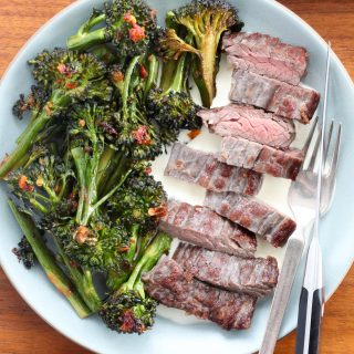 Skirt Steak With Spicy Broccolini and Lemon Mayo | amodestfeast.com | @amodestfeast