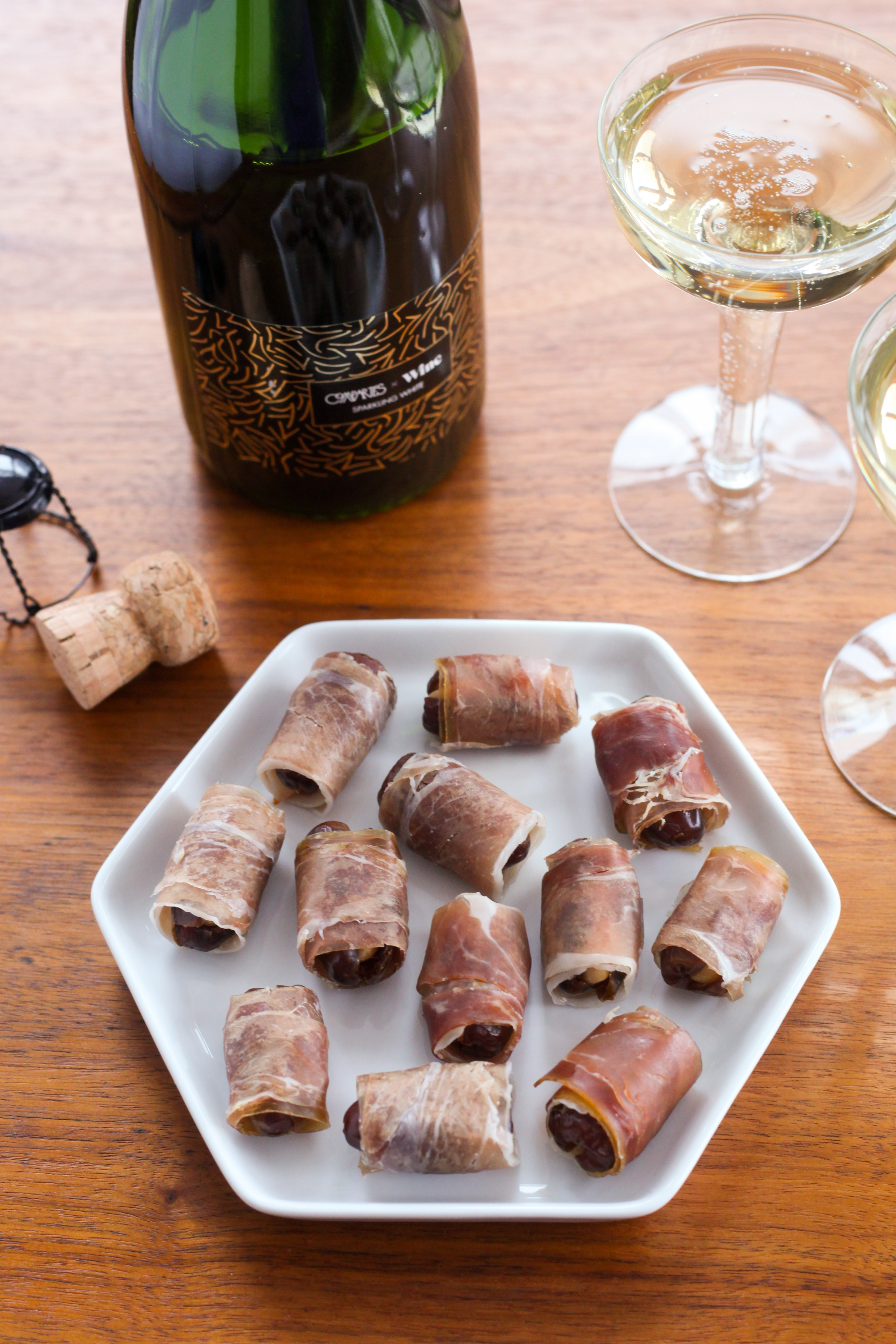 Prosciutto-Wrapped Almond-Stuffed Dates | amodestfeast.com | @amodestfeast