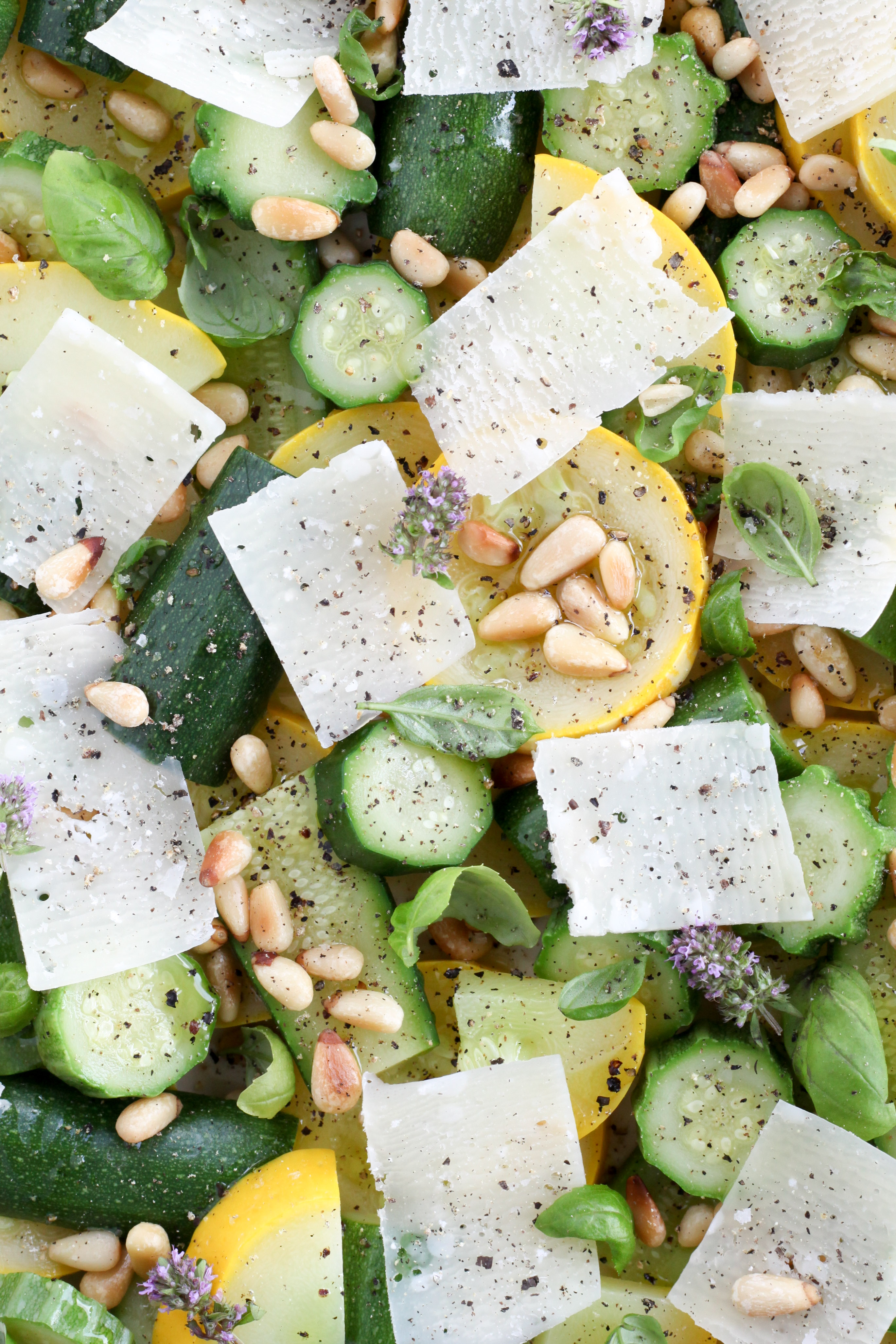 Summer Squash With Pine Nuts, Parmesan, and Basil (vegetarian, gluten-free, low-carb) | A Modest Feast | @amodestfeast