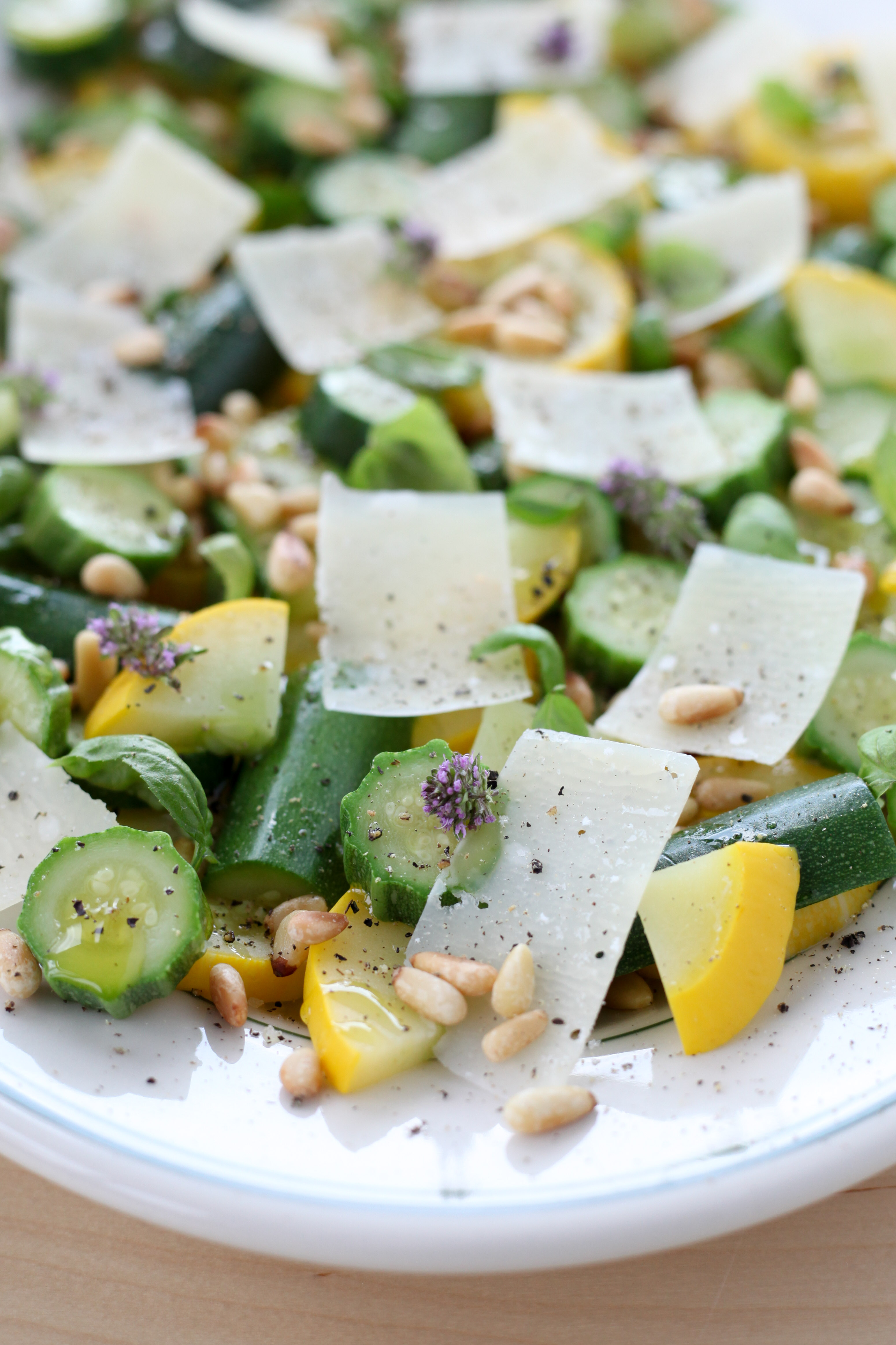 Summer Squash With Pine Nuts, Parmesan, and Basil (vegetarian, gluten-free, low-carb) | A Modest Feast | @amodestfeast