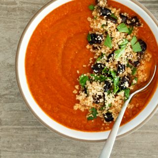 North African Sundried Tomato Soup With Couscous and Olives (vegan) | A Modest Feast | @amodestfeast