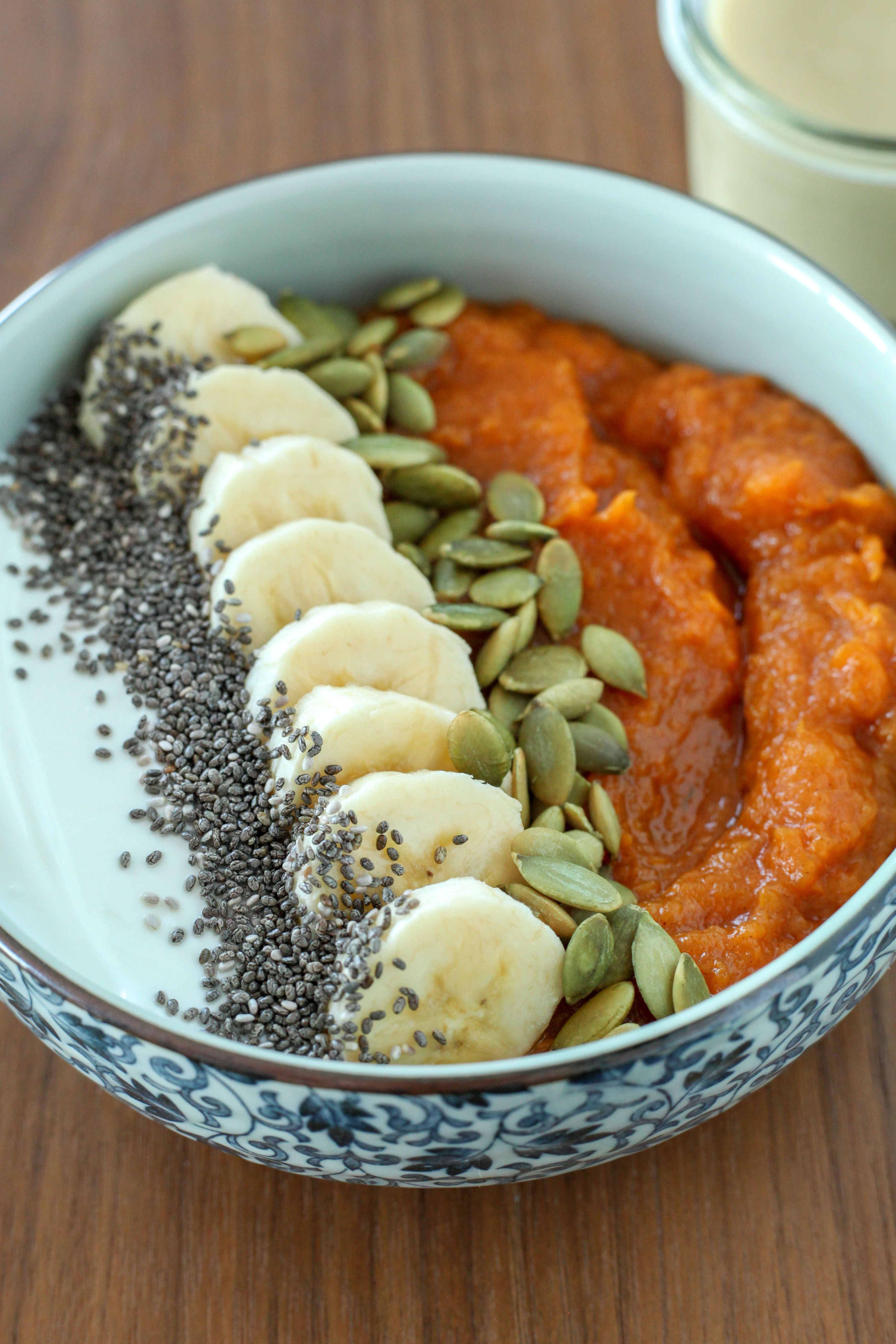 Sweet Potato Breakfast Bowl With Maple-Tahini Sauce (gluten-free, Whole30/paleo options) | amodestfeast.com | @amodestfeast #sweetpotatoes #healthybreakfast #whole30breakfast #paleobreakfast